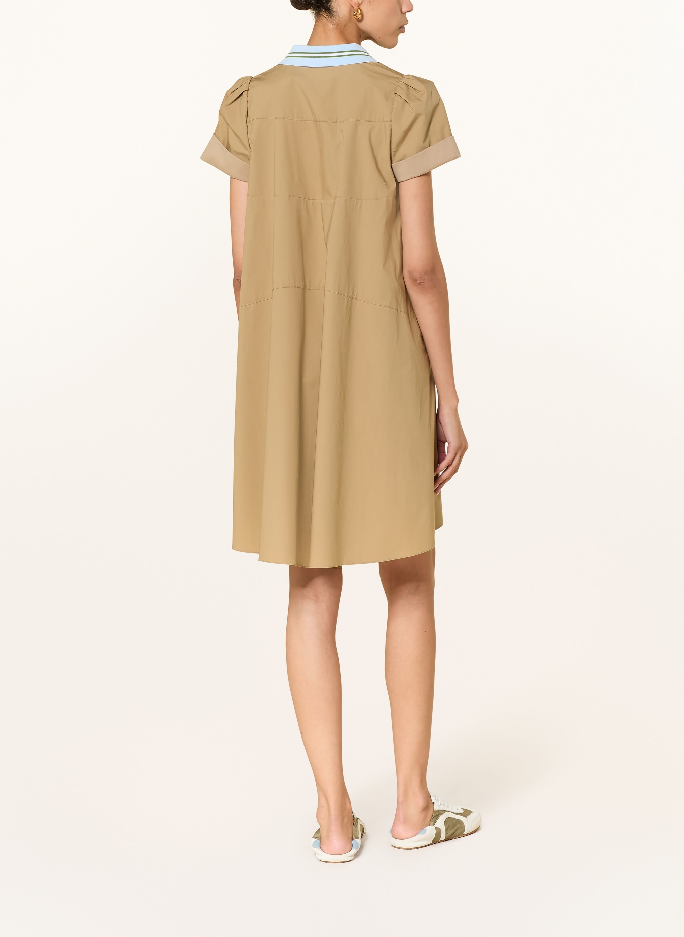 DOROTHEE SCHUMACHER Šaty POPLIN POWER: BÉŽOVÁ / ZELENÁ / TMAVĚ MODRÁ