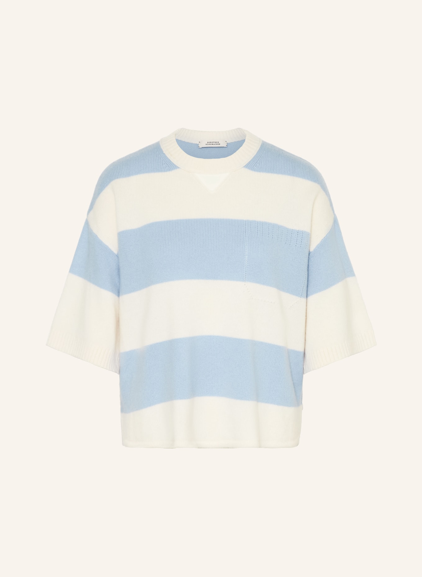 DOROTHEE SCHUMACHER MODERN STATEMENTS sweater with 3/4 sleeves: LIGHT BLUE / ECRU
