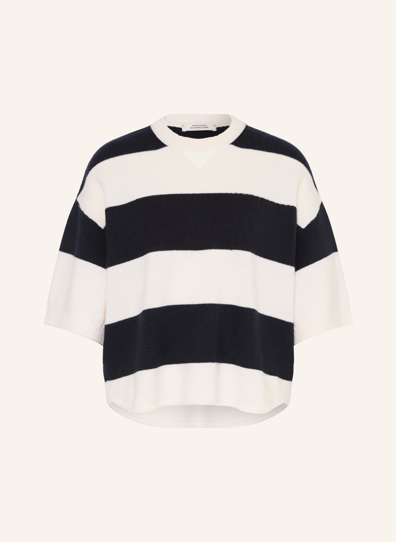 DOROTHEE SCHUMACHER MODERN STATEMENTS sweater with 3/4 sleeves: DARK BLUE / CREAM
