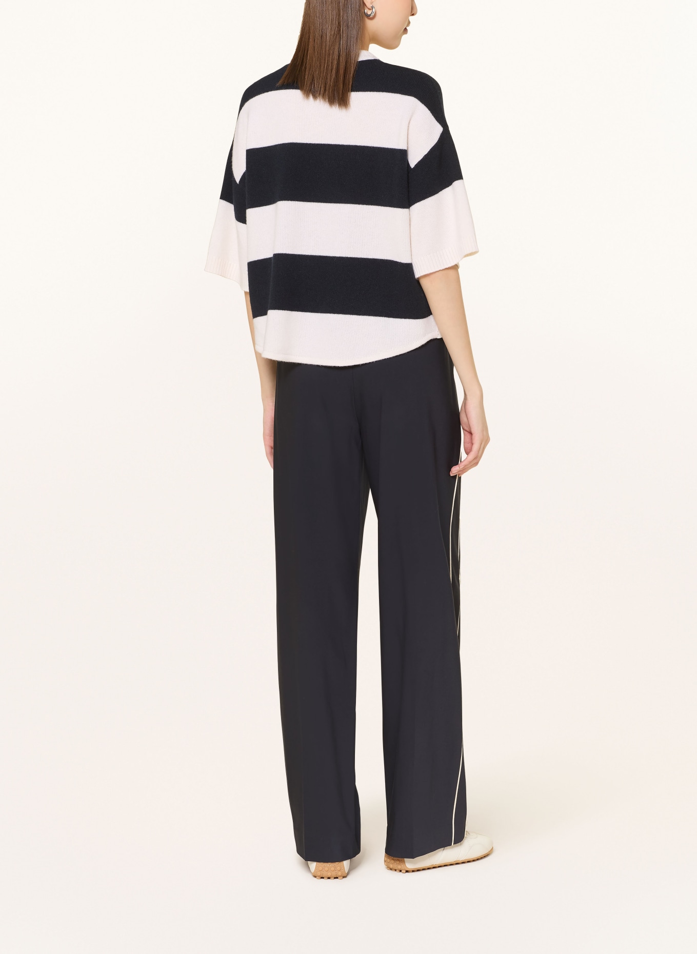 DOROTHEE SCHUMACHER MODERN STATEMENTS sweater with 3/4 sleeves: DARK BLUE / CREAM
