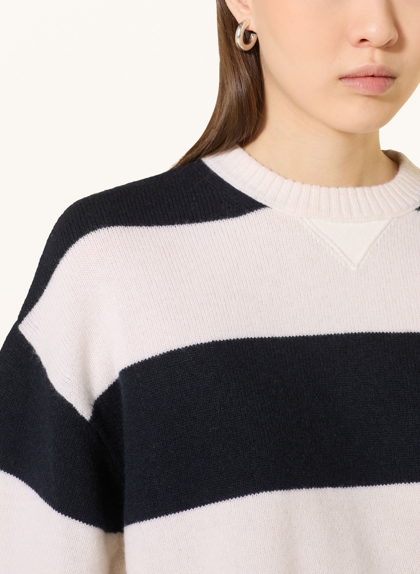 DOROTHEE SCHUMACHER MODERN STATEMENTS sweater with 3/4 sleeves: DARK BLUE / CREAM