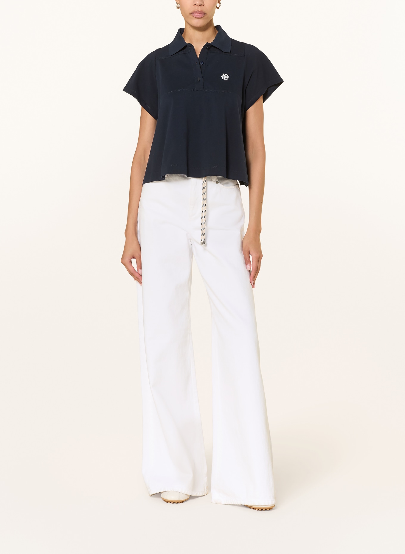 DOROTHEE SCHUMACHER Picqué-Poloshirt SPORTY ROMANCE: DUNKELBLAU / WEISS