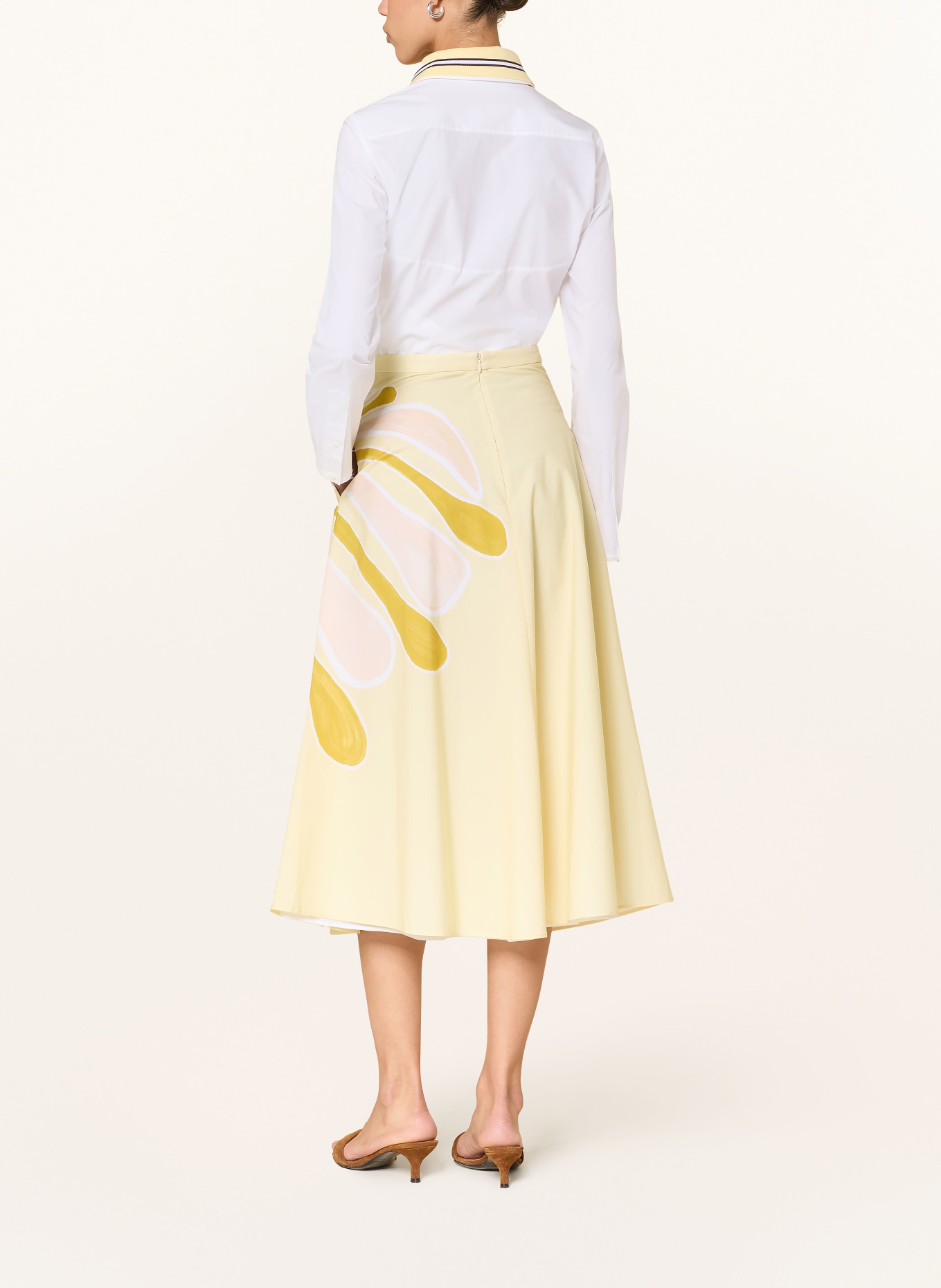 DOROTHEE SCHUMACHER POPLIN POWER shirt blouse: WHITE / BROWN / YELLOW