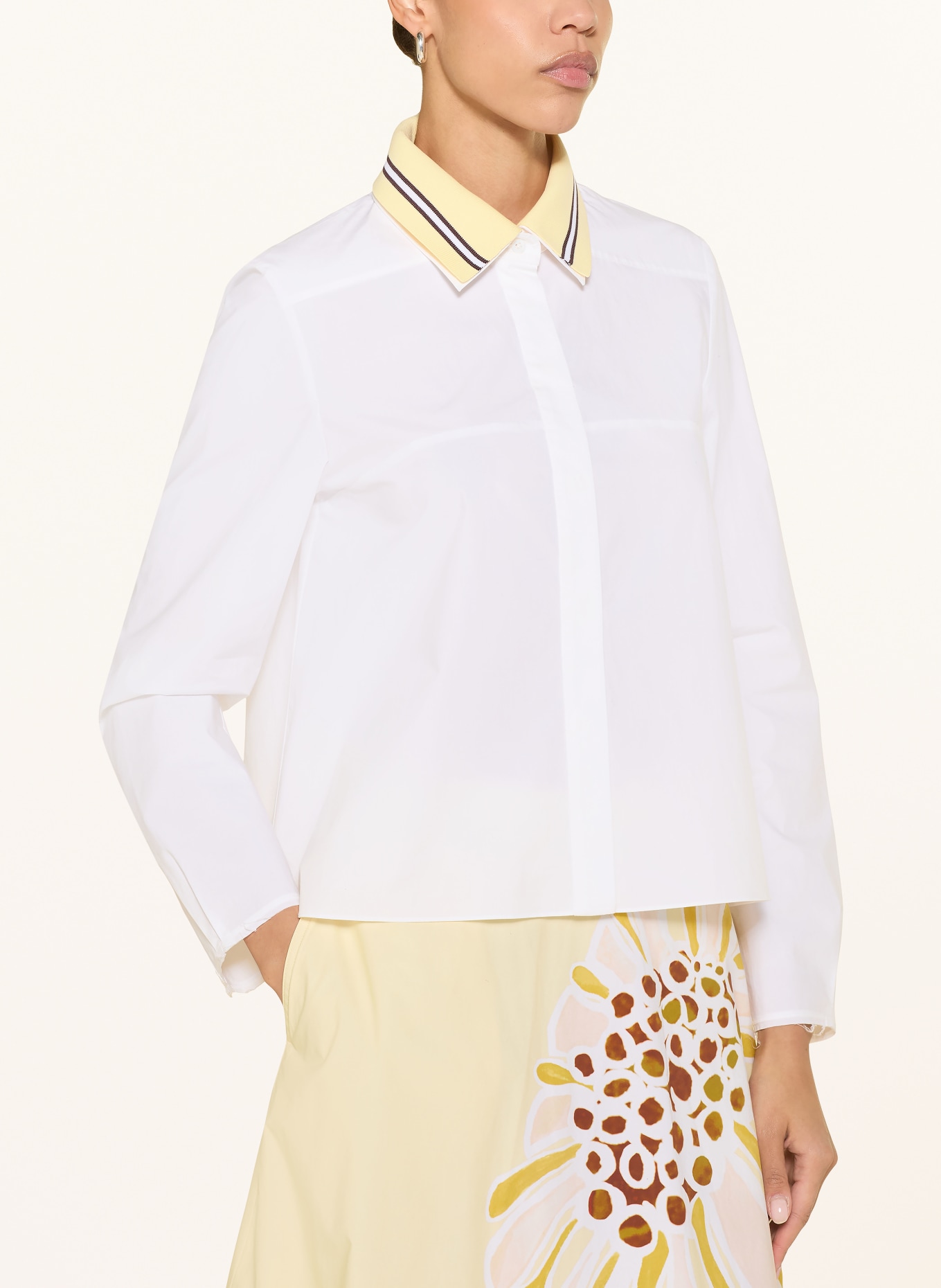 DOROTHEE SCHUMACHER POPLIN POWER shirt blouse: WHITE / BROWN / YELLOW