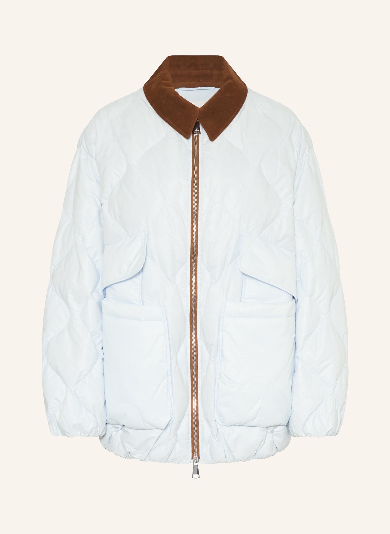 DOROTHEE SCHUMACHER Quilted jacket COZY COOLNESS: LIGHT BLUE / BROWN