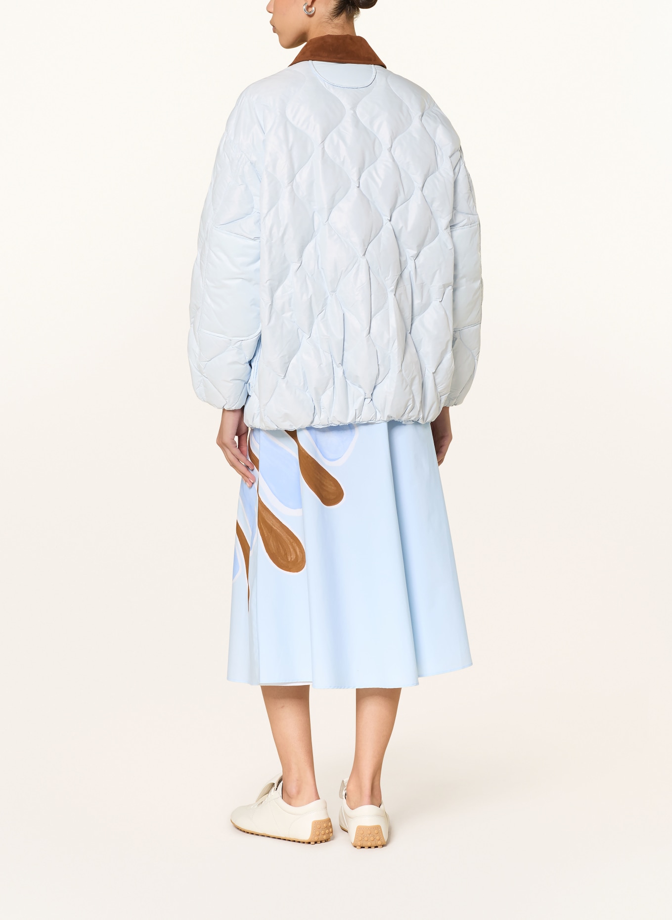 DOROTHEE SCHUMACHER Quilted jacket COZY COOLNESS: LIGHT BLUE / BROWN