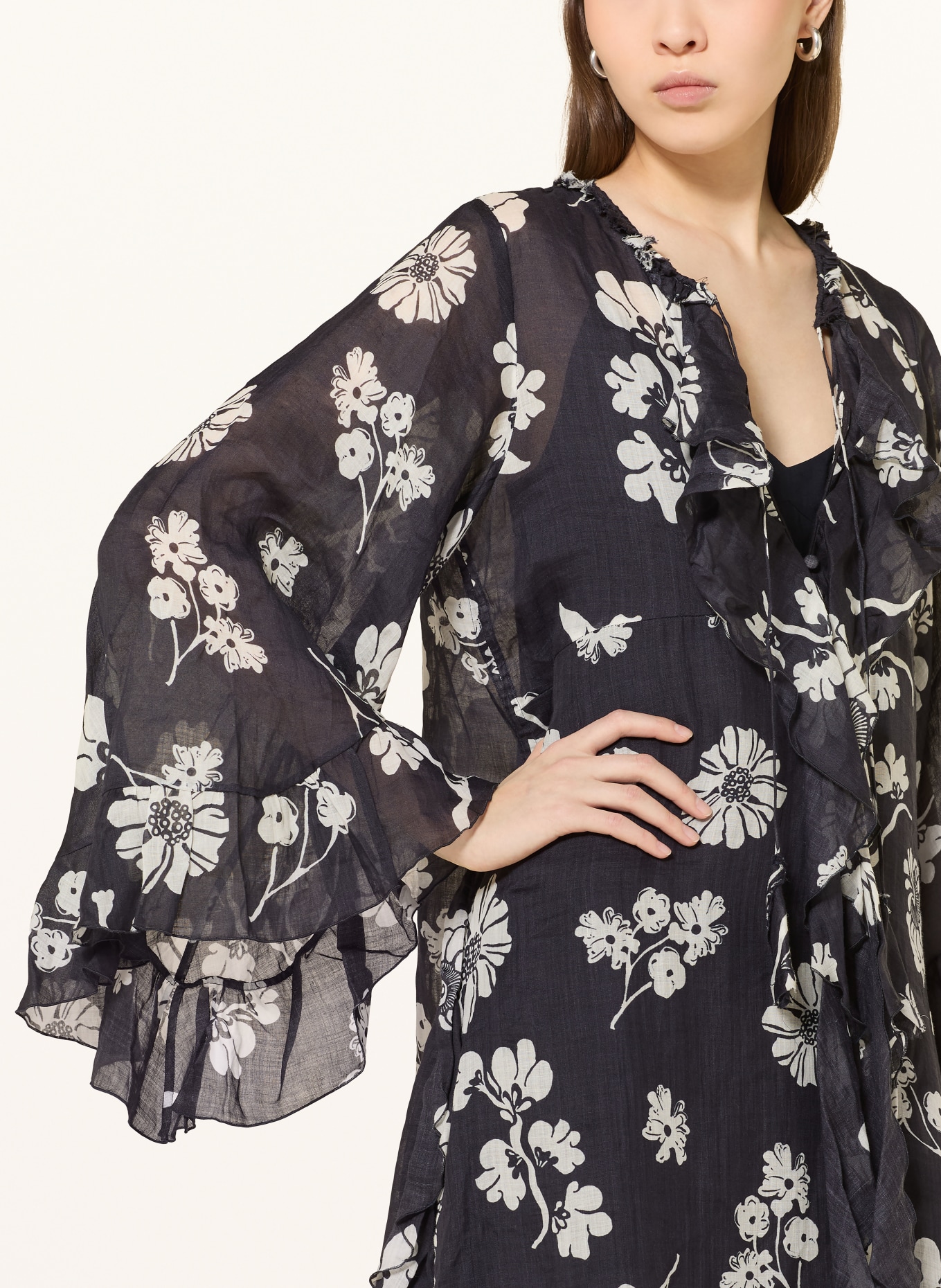 DOROTHEE SCHUMACHER Šaty FLORAL DAYDREAM s 3/4 rukávem: TMAVĚ MODRÁ / REŽNÁ