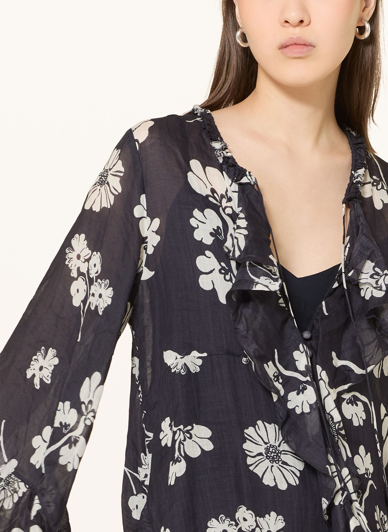 DOROTHEE SCHUMACHER Šaty FLORAL DAYDREAM s 3/4 rukávem: TMAVĚ MODRÁ / REŽNÁ