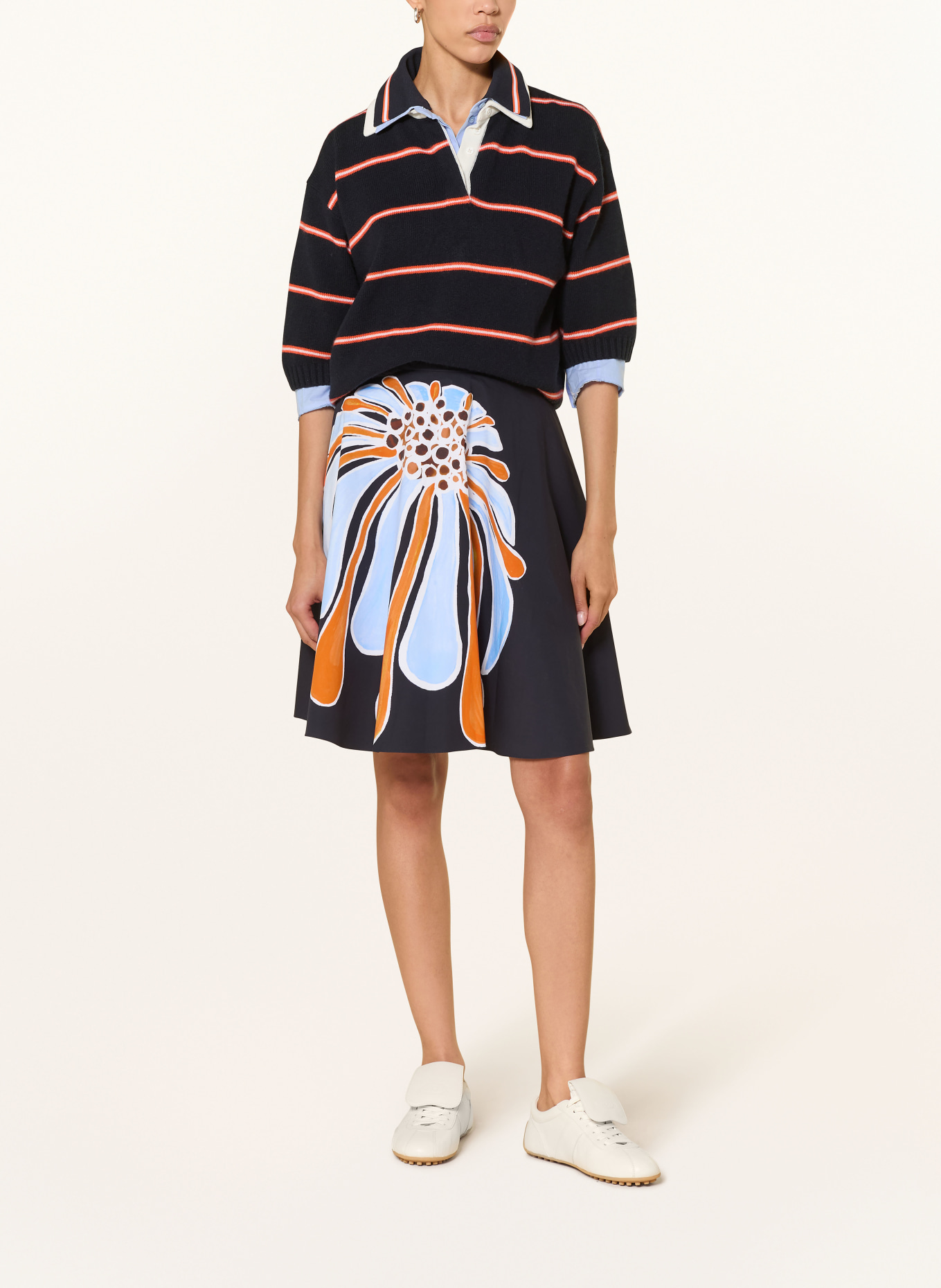 DOROTHEE SCHUMACHER FLOWER POWER skirt: DARK BLUE / ORANGE / LIGHT BLUE