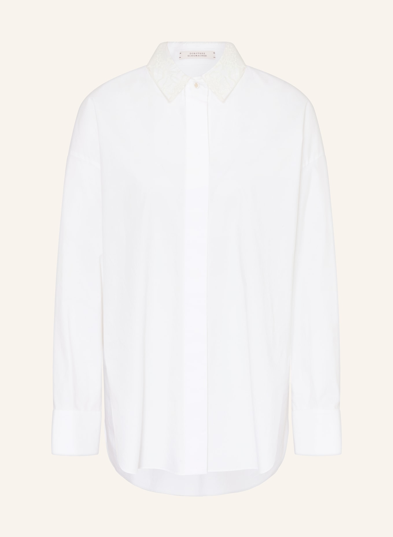 DOROTHEE SCHUMACHER POPLIN POWER shirt blouse with lace: WHITE