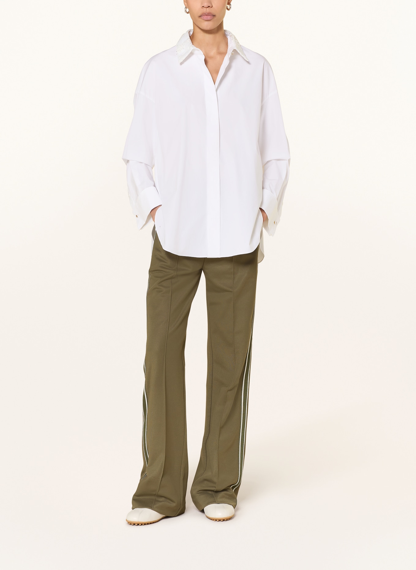 DOROTHEE SCHUMACHER POPLIN POWER shirt blouse with lace: WHITE