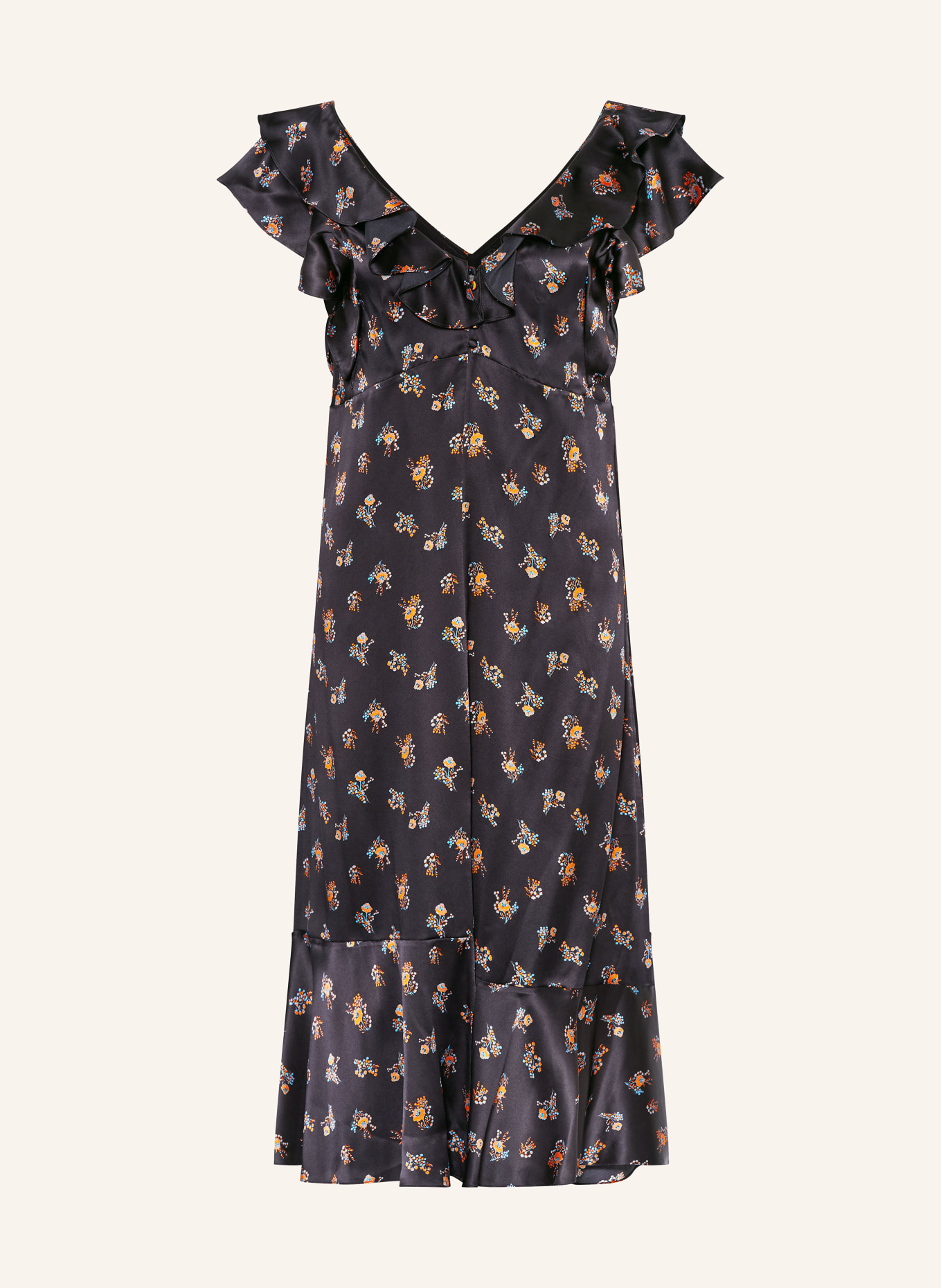 DOROTHEE SCHUMACHER Hedvábné šaty SHINY DAYDREAM: TMAVĚ MODRÁ / ORANŽOVÁ / MODRÁ