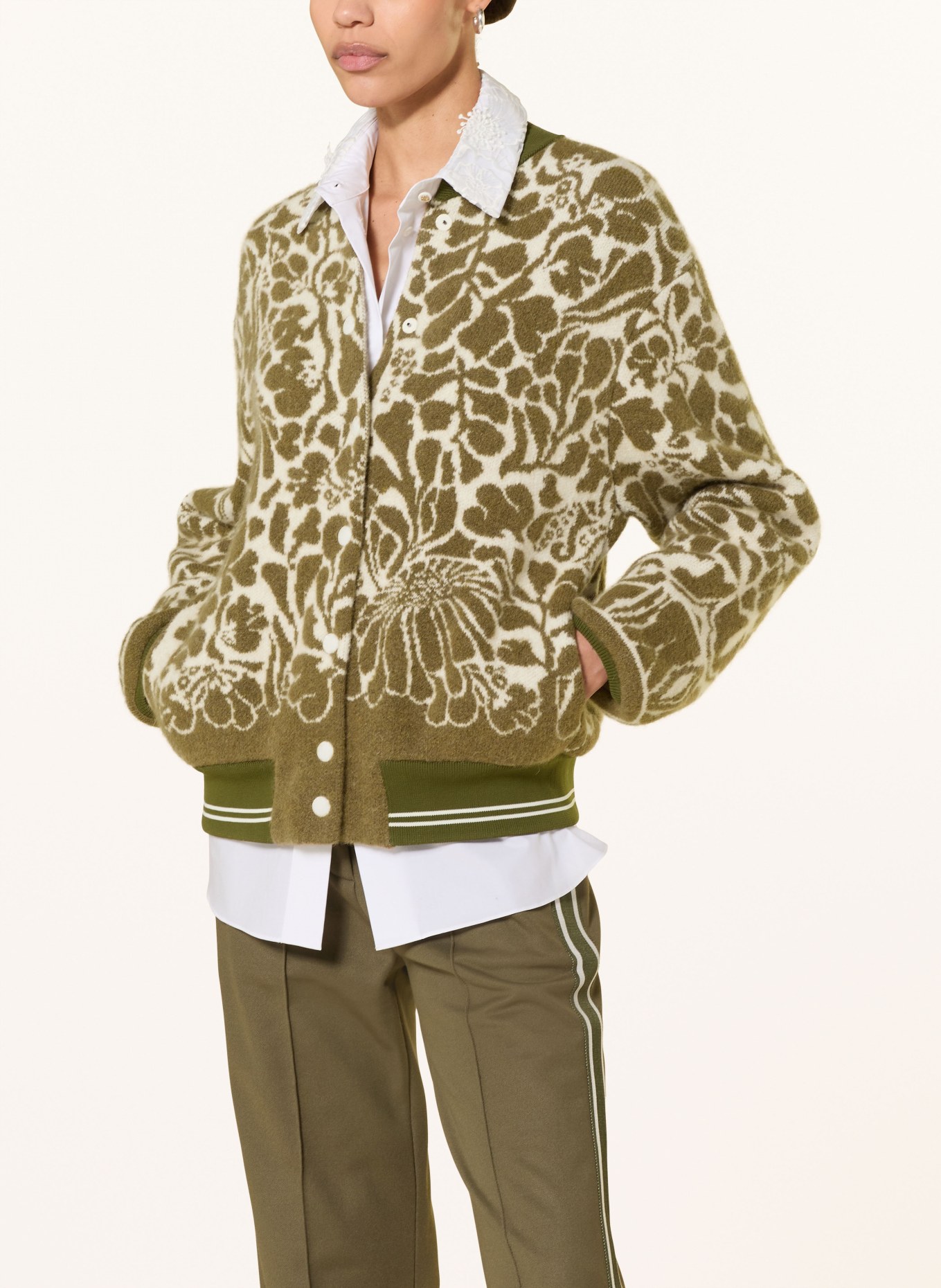 DOROTHEE SCHUMACHER College jacket SECRET GARDEN: OLIVE / WHITE