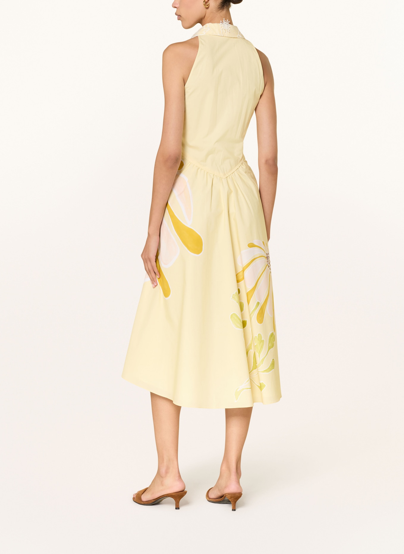 DOROTHEE SCHUMACHER Robe FLORAL POWER avec dentelle: JAUNE / ORANGE CLAIR / JAUNE FONCÉ