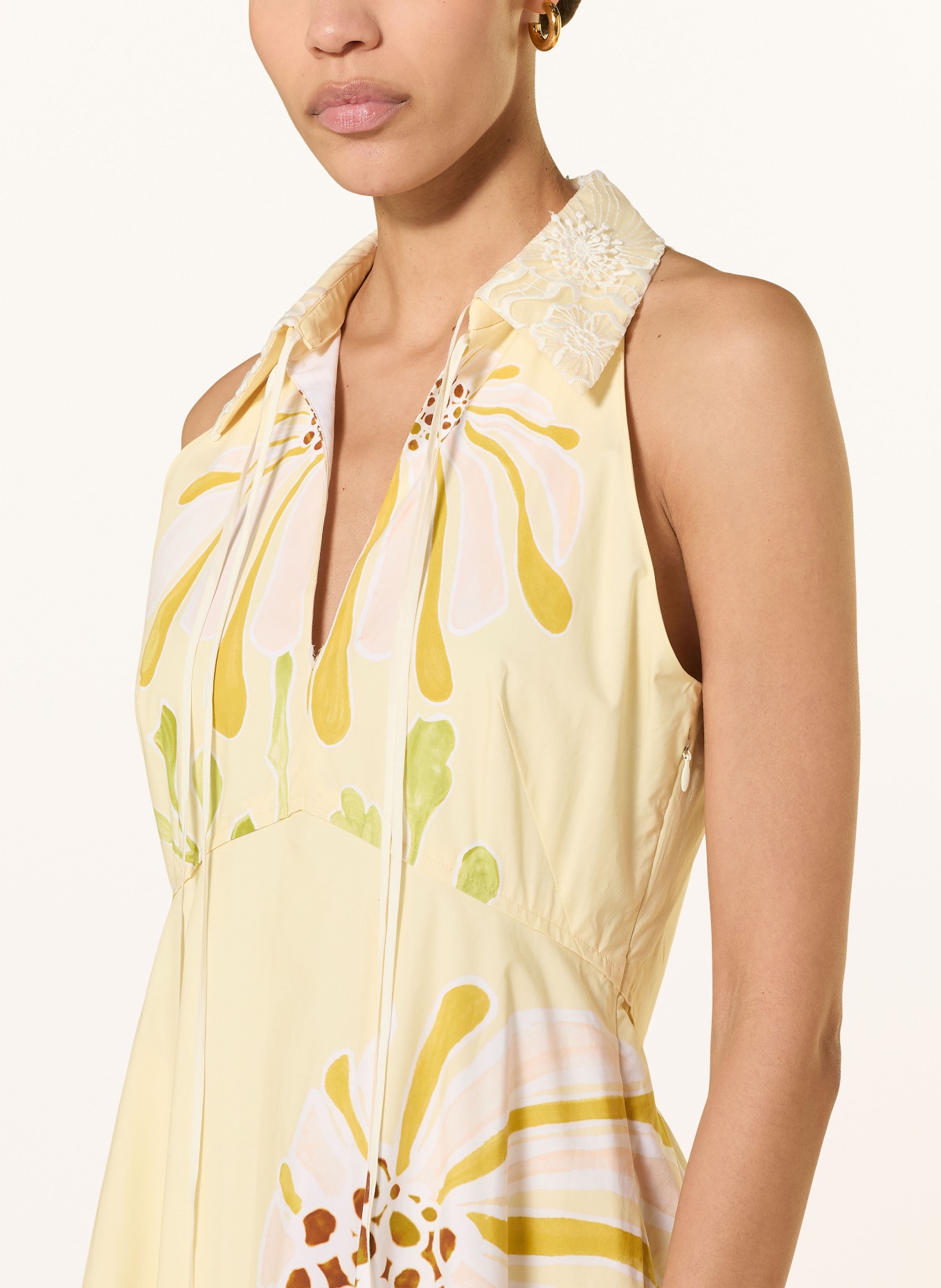 DOROTHEE SCHUMACHER Robe FLORAL POWER avec dentelle: JAUNE / ORANGE CLAIR / JAUNE FONCÉ