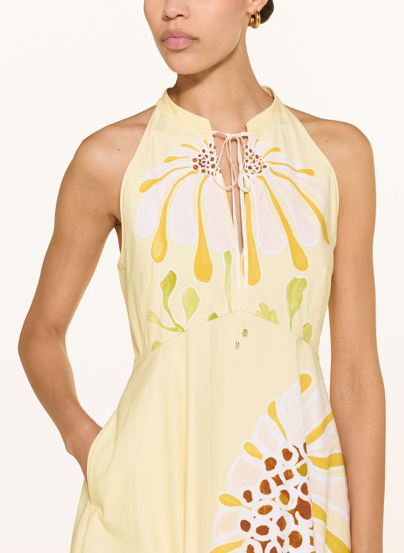 DOROTHEE SCHUMACHER Robe FLORAL POWER avec dentelle: JAUNE / ORANGE CLAIR / JAUNE FONCÉ