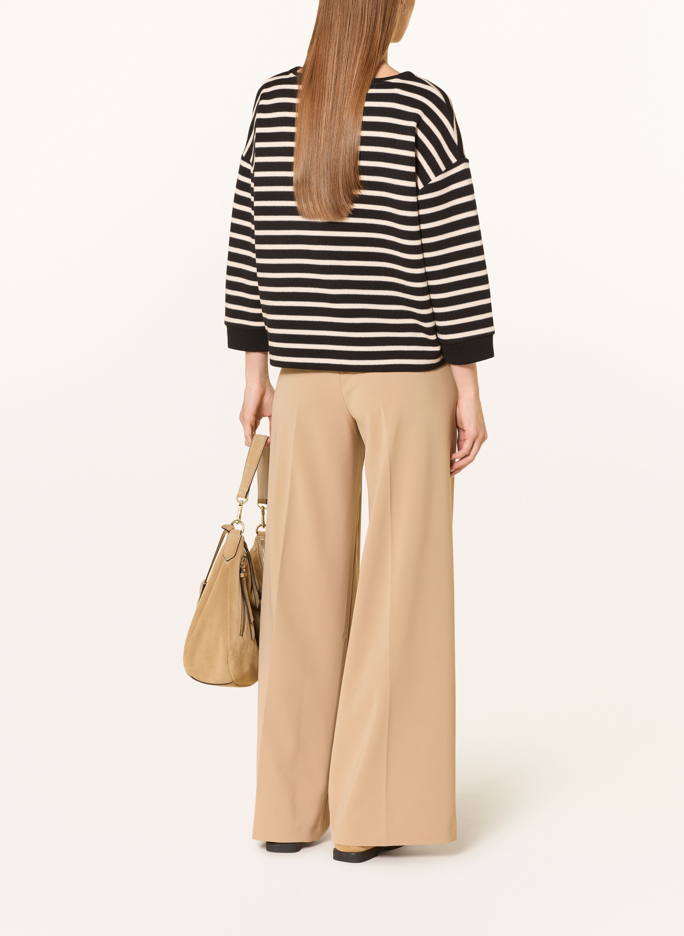 someday ULENO knit shirt with 3/4 sleeves: BLACK / CREAM