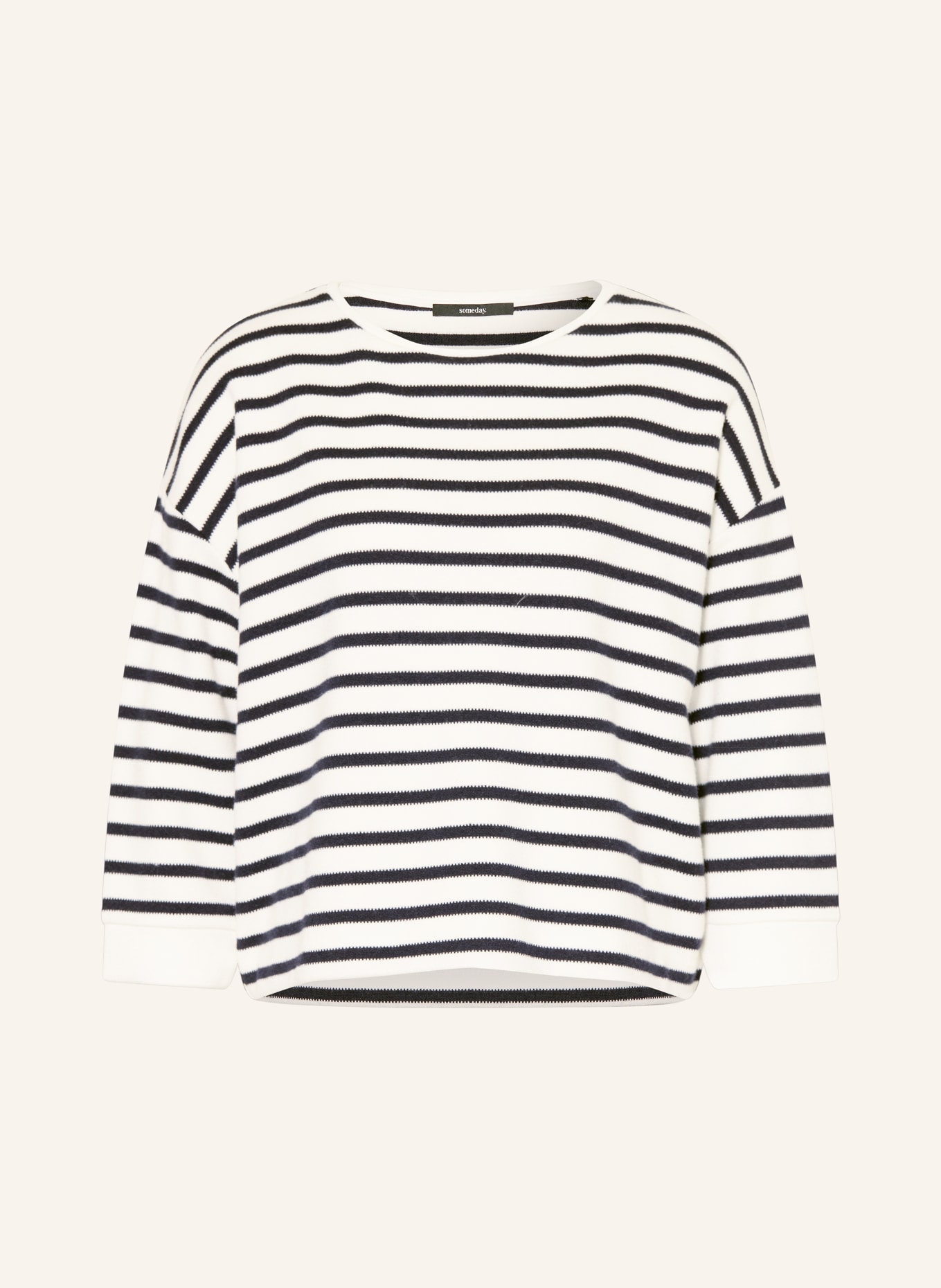 someday Gebreid shirt ULENO met 3/4-mouwen: WIT / DONKERBLAUW