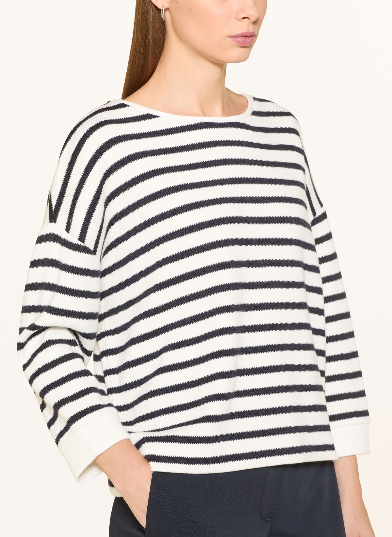 someday Gebreid shirt ULENO met 3/4-mouwen: WIT / DONKERBLAUW