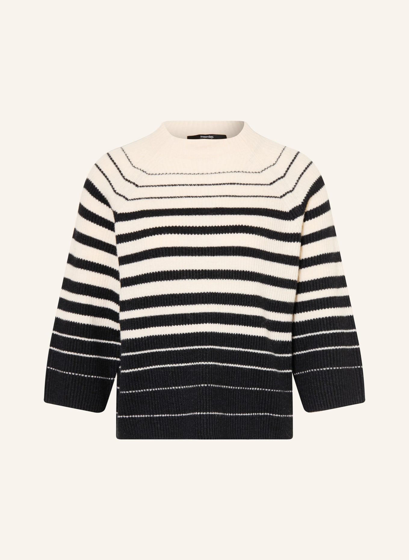 someday Pullover TIRALIE mit 3/4-Arm: WEISS / SCHWARZ
