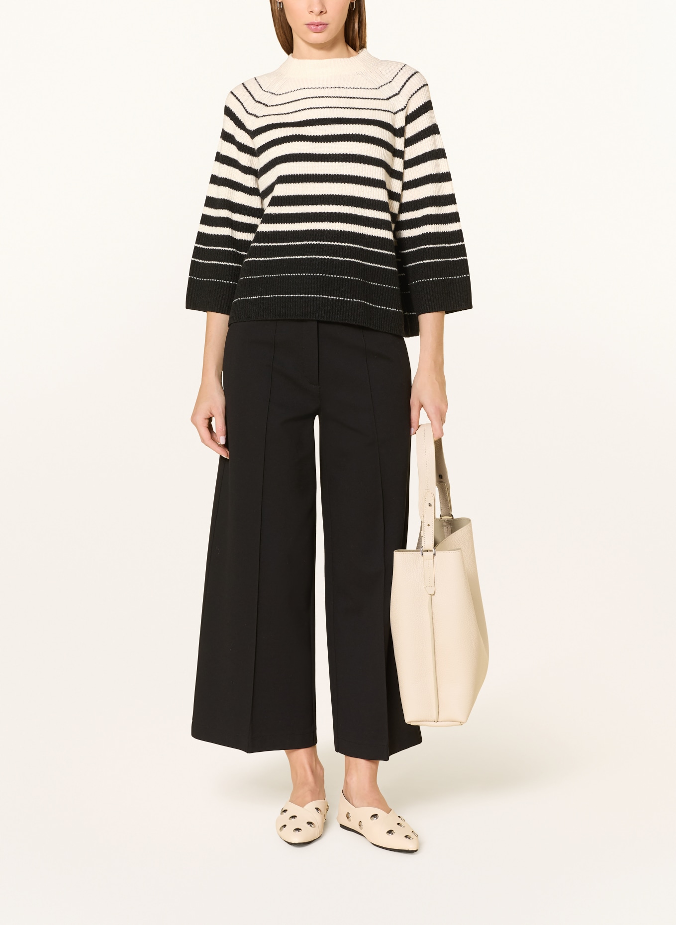 someday Pullover TIRALIE mit 3/4-Arm: WEISS / SCHWARZ