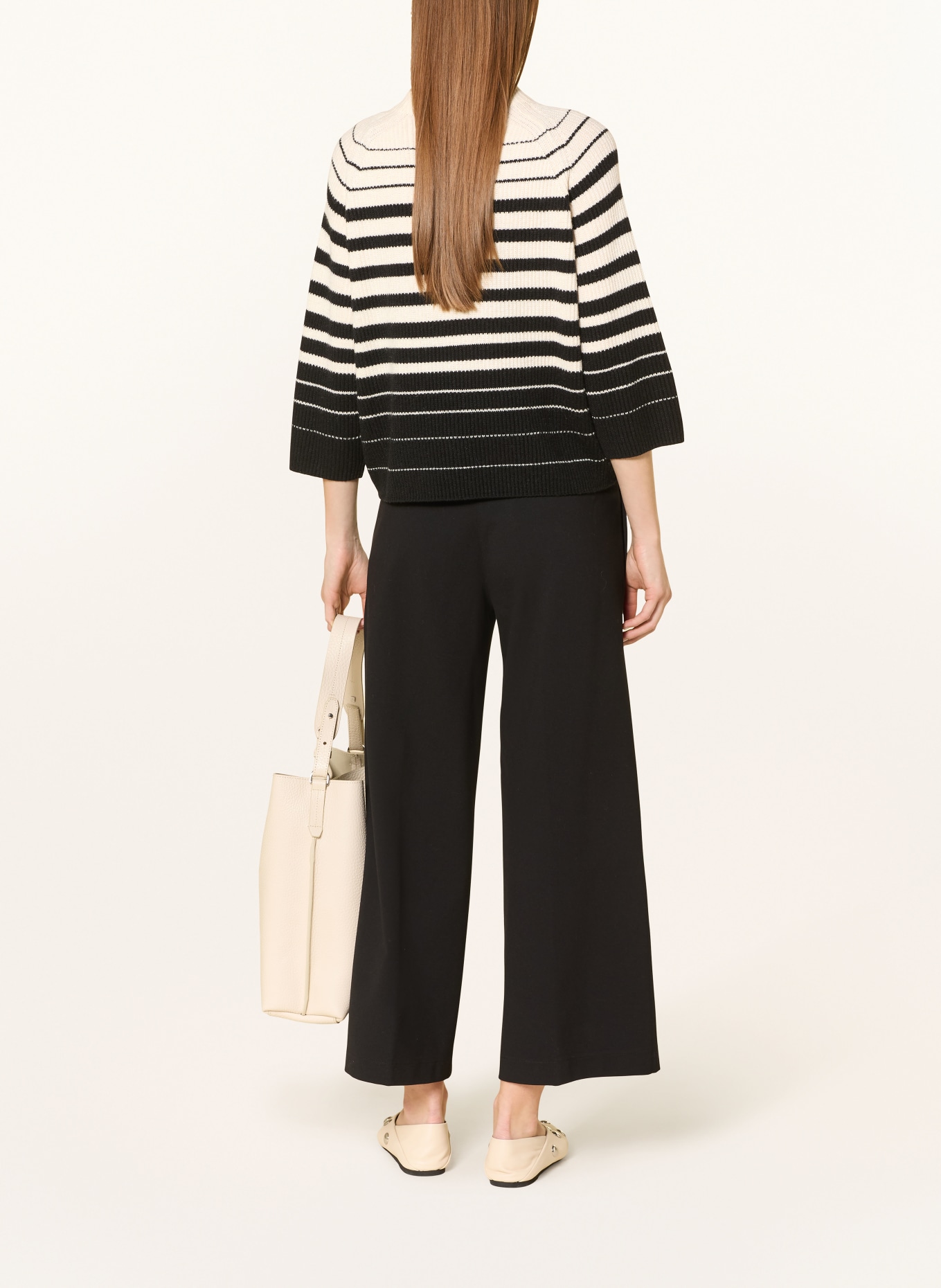 someday Pullover TIRALIE mit 3/4-Arm: WEISS / SCHWARZ