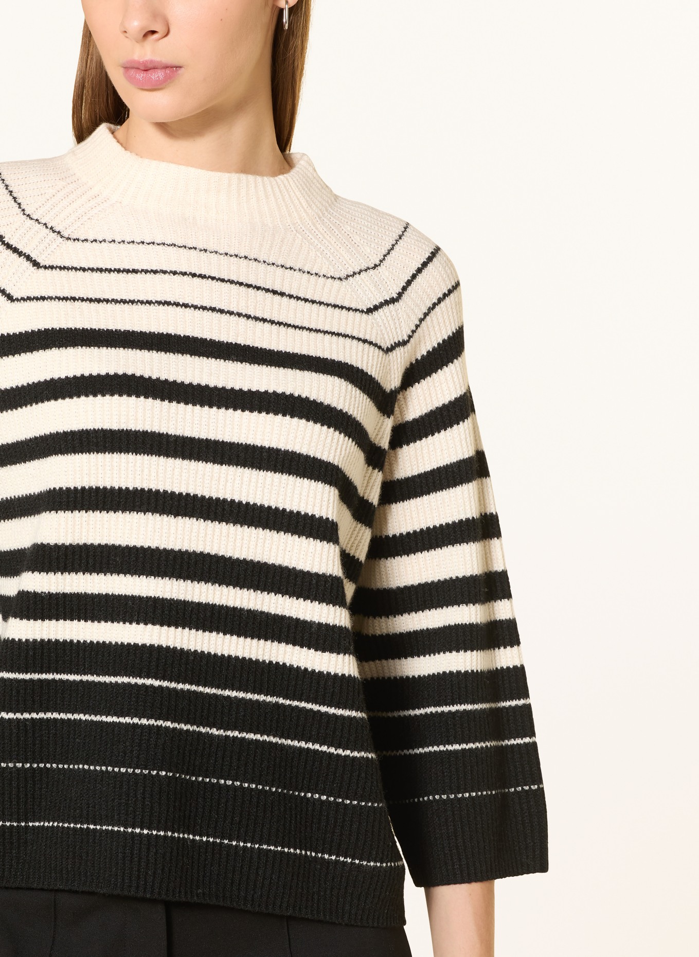 someday Pullover TIRALIE mit 3/4-Arm: WEISS / SCHWARZ