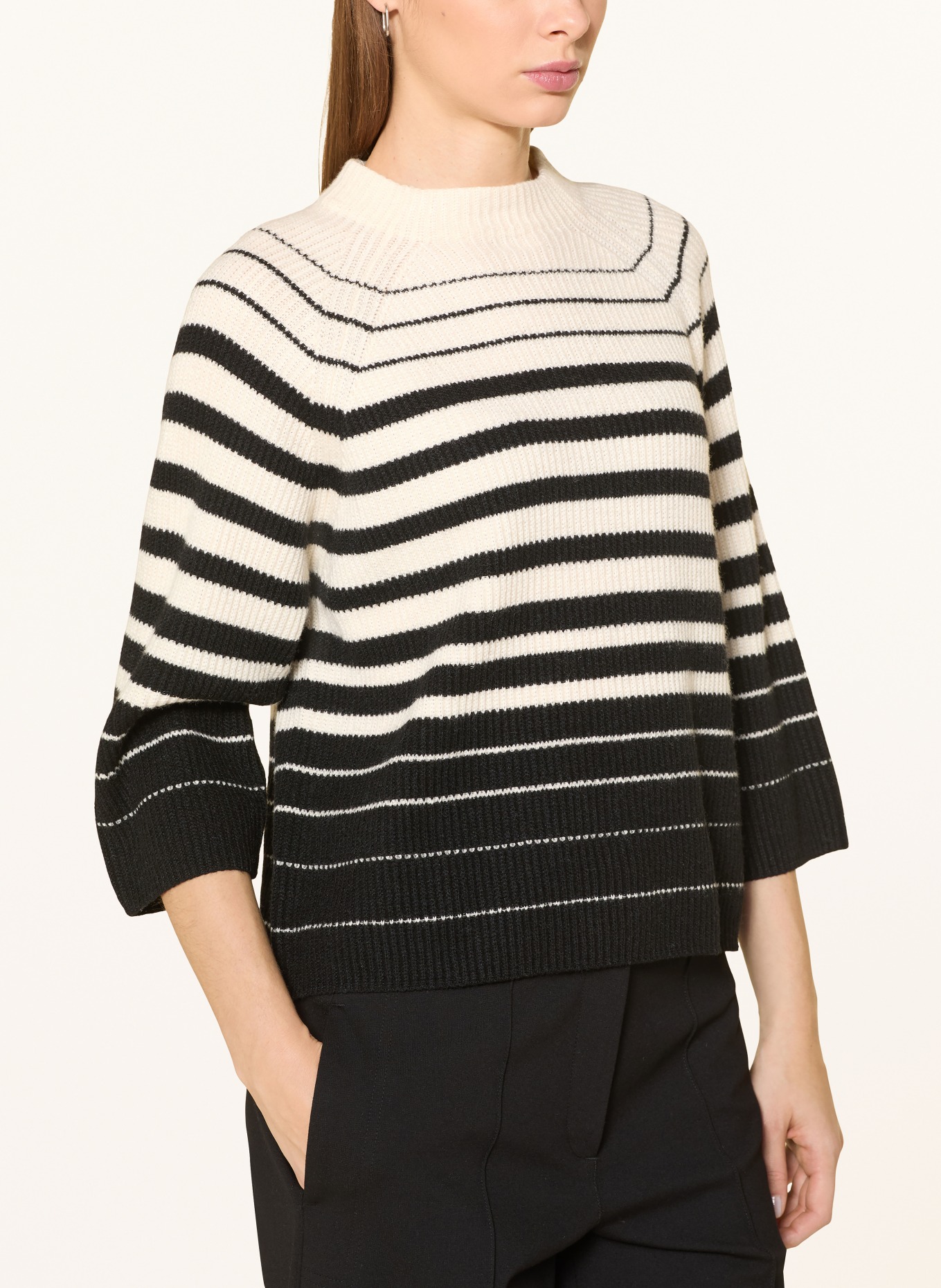 someday Pullover TIRALIE mit 3/4-Arm: WEISS / SCHWARZ