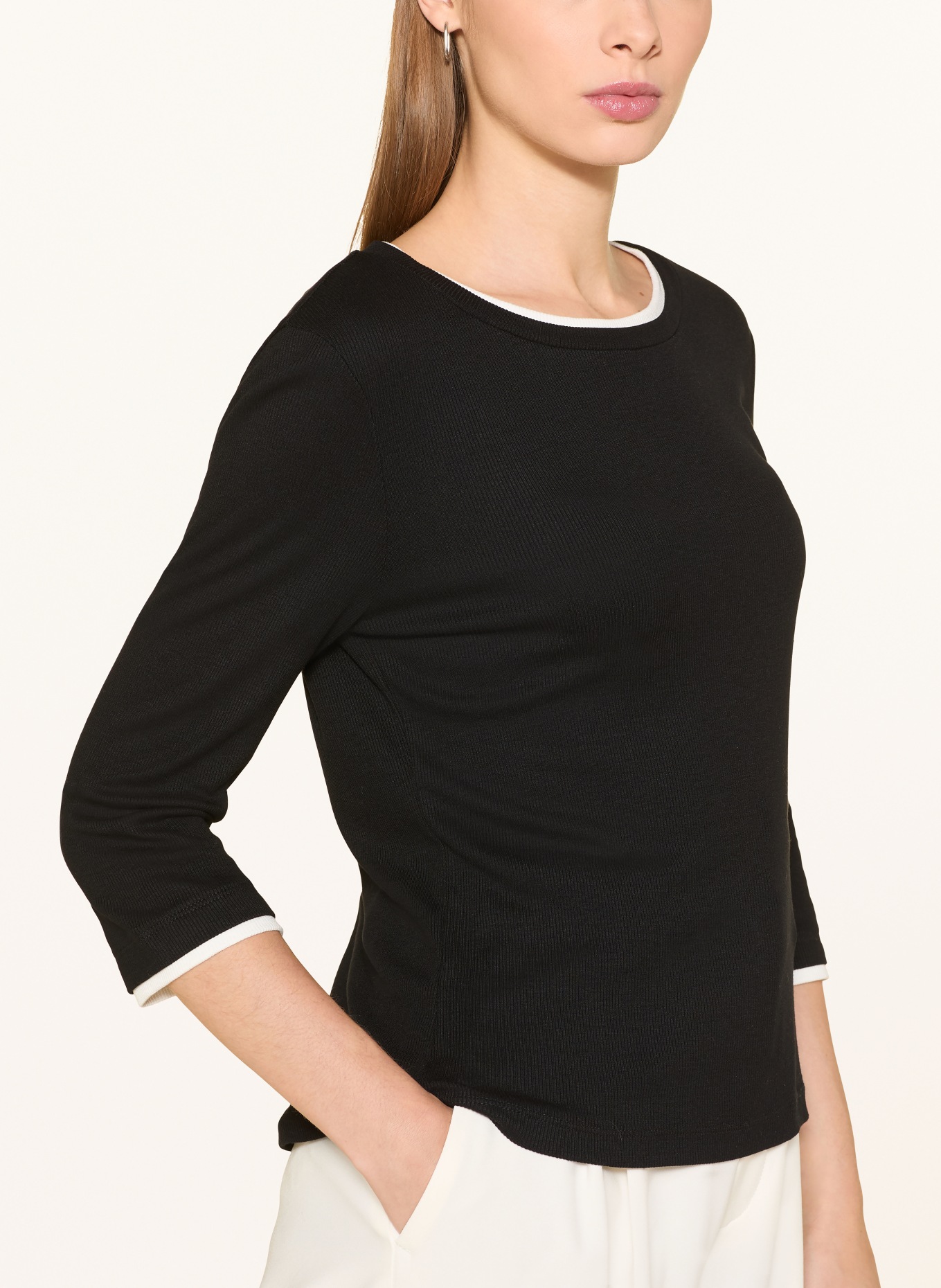 someday Shirt KALORA mit 3/4-Arm: SCHWARZ / WEISS