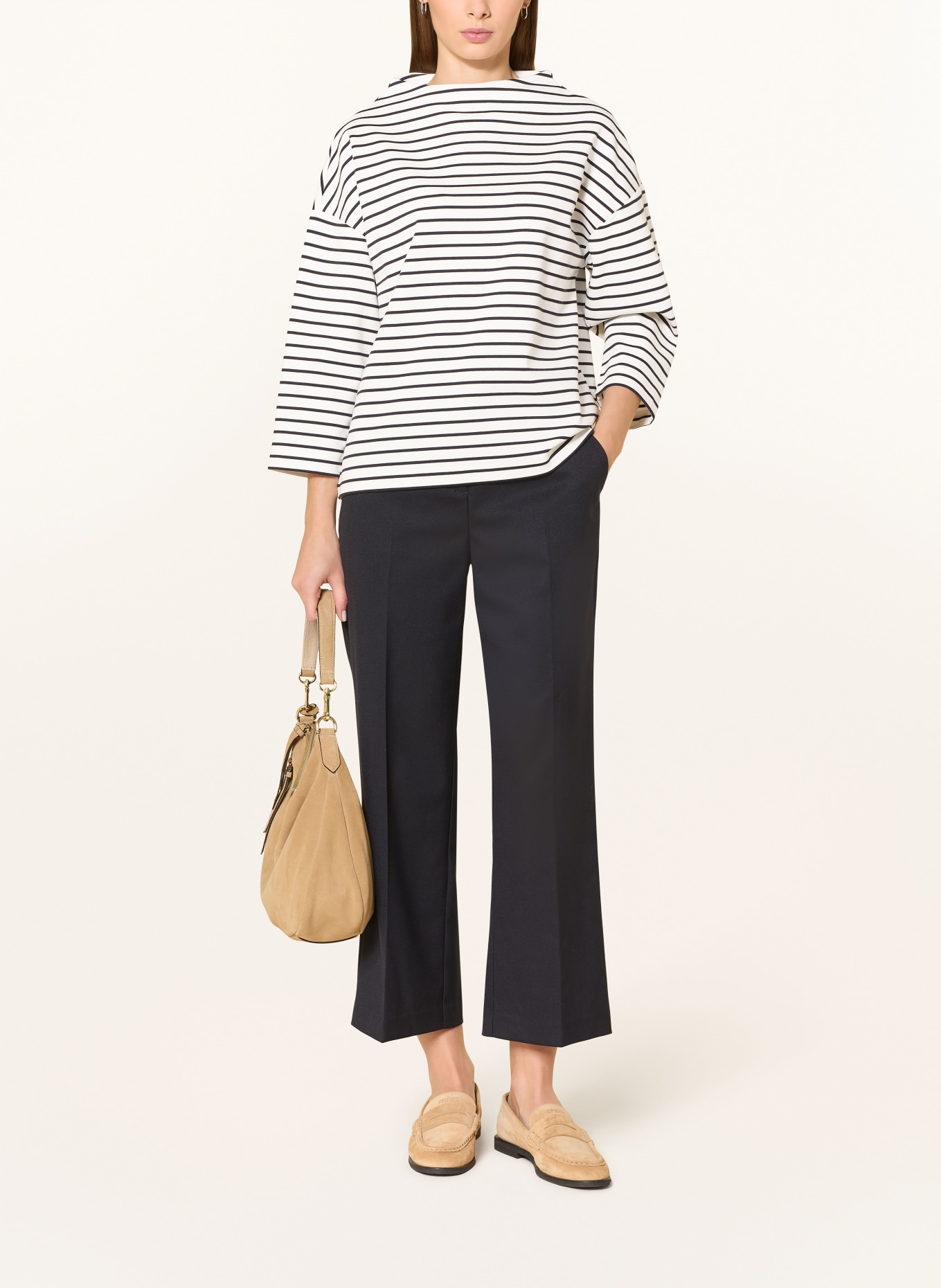 someday KALEO shirt with 3/4 sleeves: WHITE / DARK BLUE