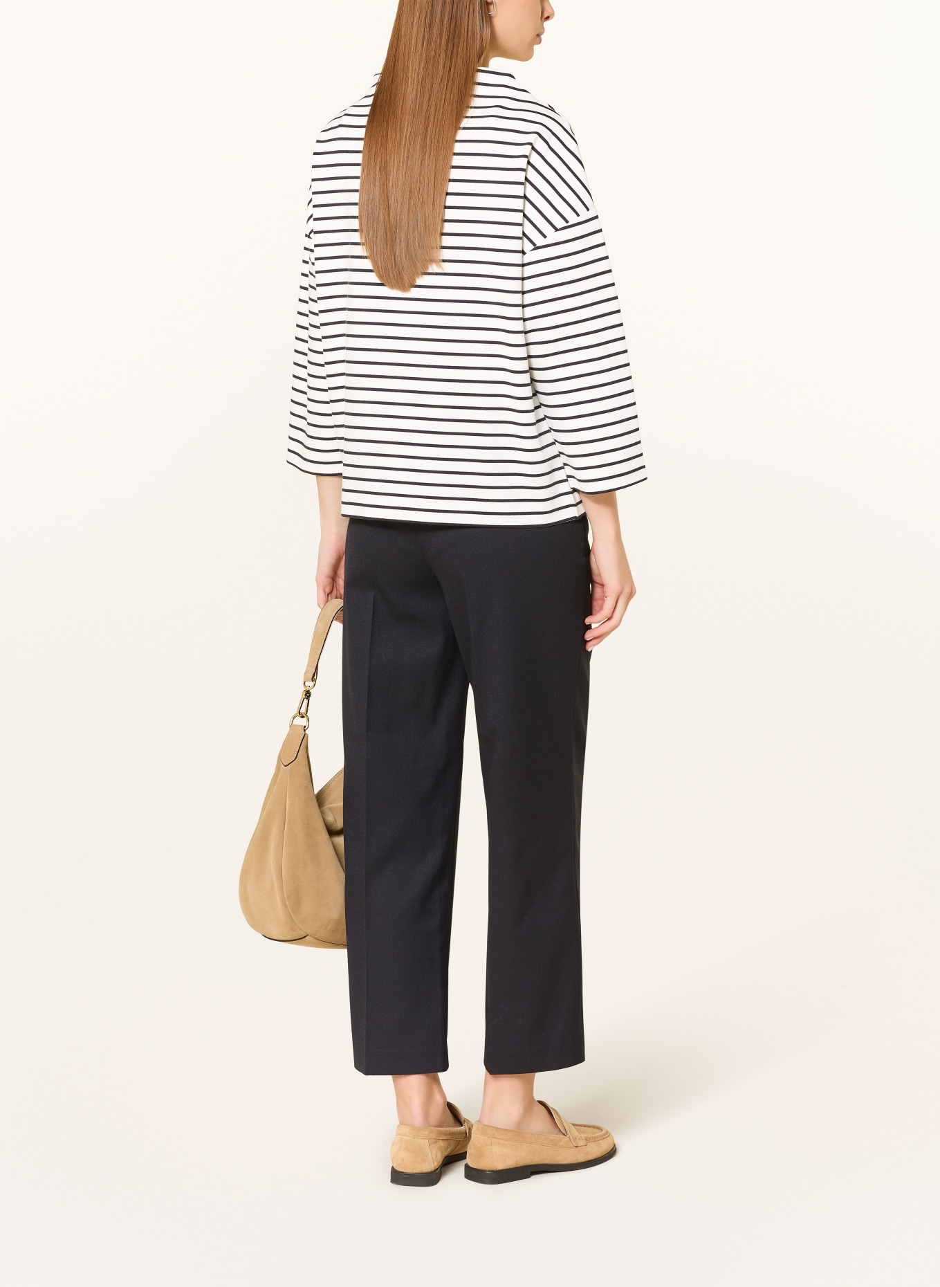 someday KALEO shirt with 3/4 sleeves: WHITE / DARK BLUE