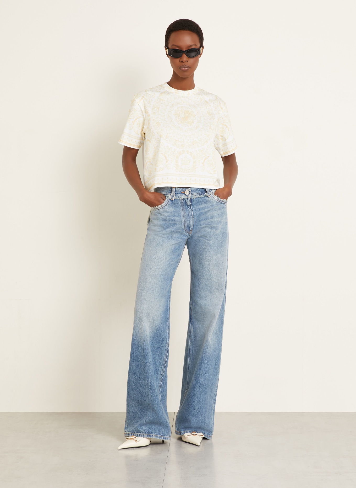 VERSACE BAROCCO 92 T-shirt: WHITE / YELLOW