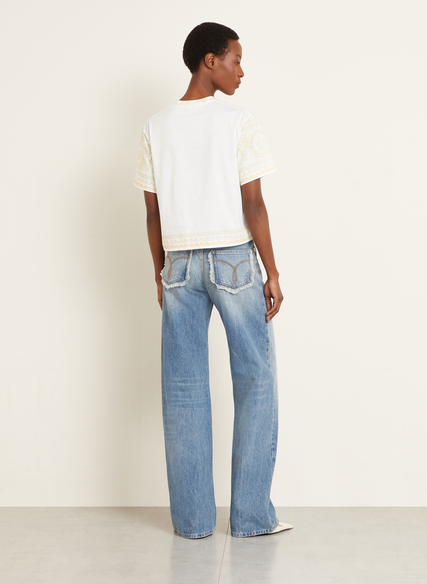 VERSACE BAROCCO 92 T-shirt: WHITE / YELLOW