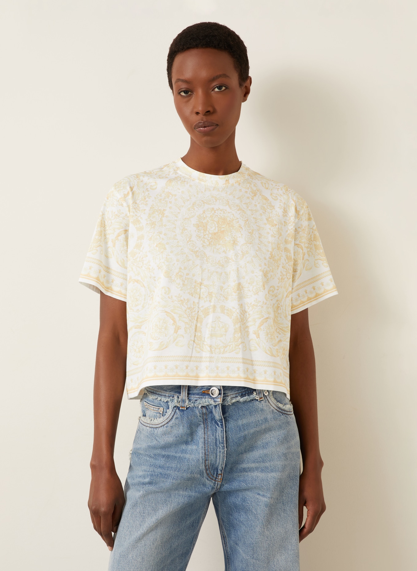 VERSACE BAROCCO 92 T-shirt: WHITE / YELLOW