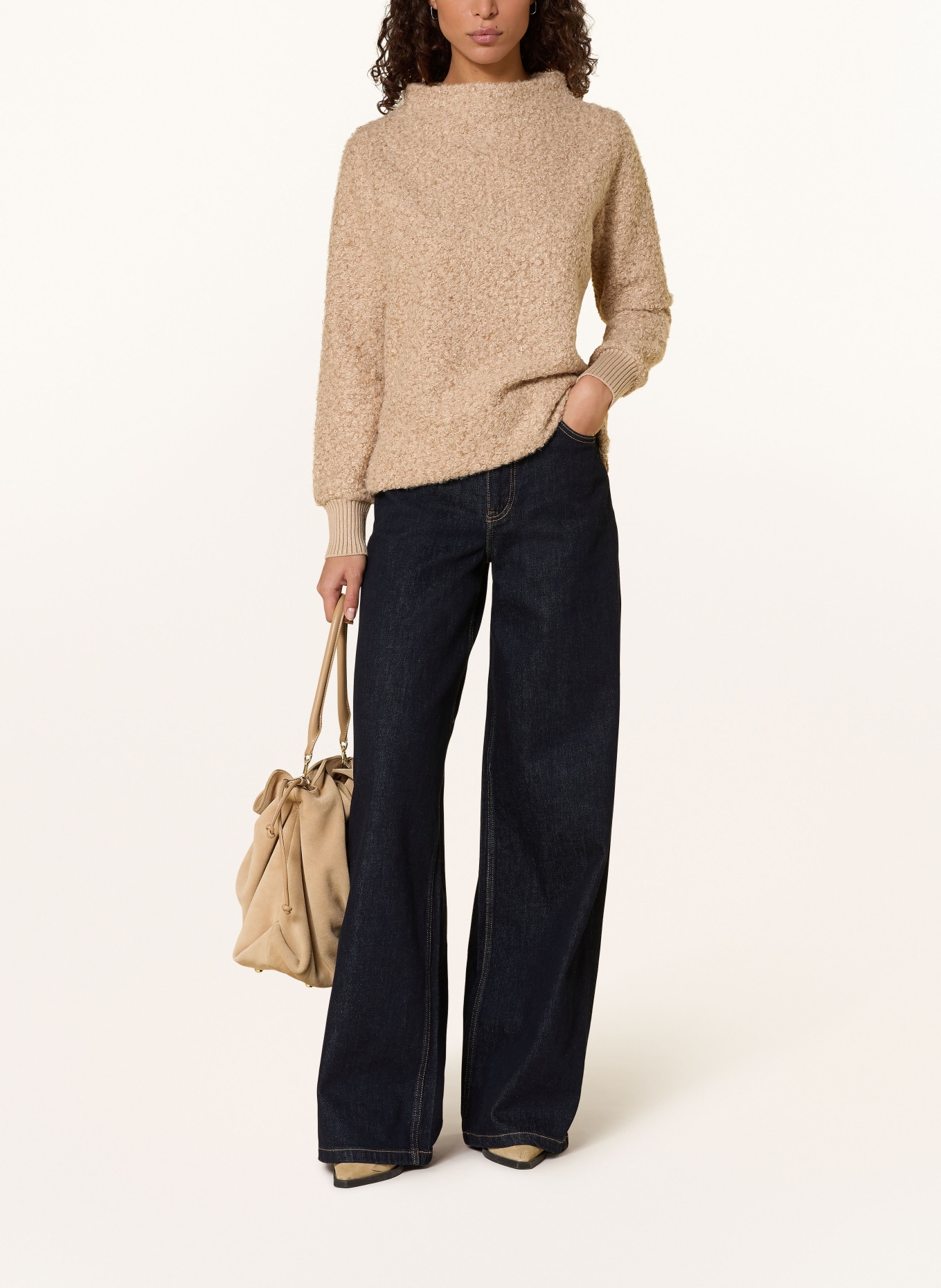 OPUS Bouclé-Shirt GOBANO: HELLBRAUN