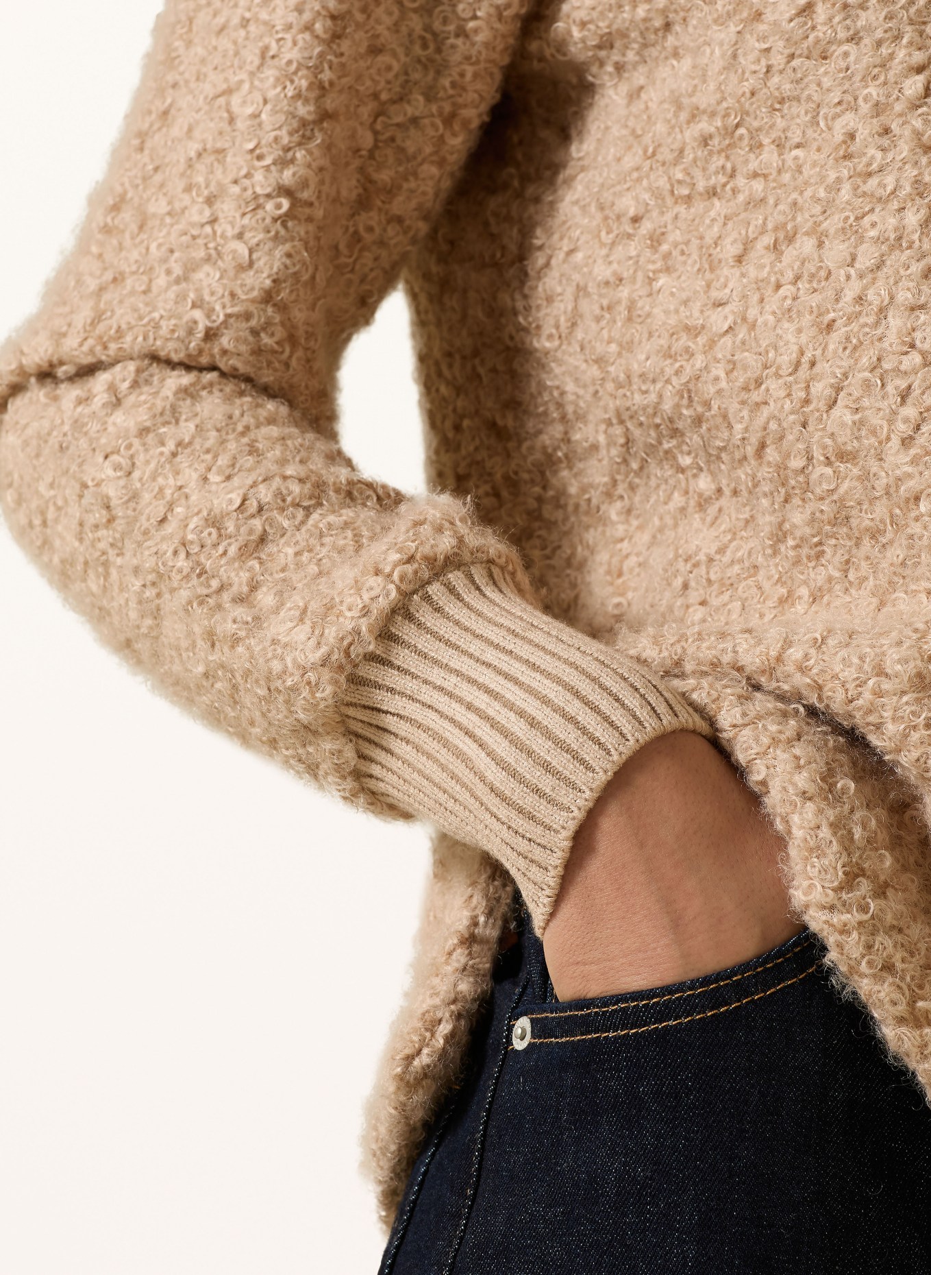 OPUS Bouclé-Shirt GOBANO: HELLBRAUN