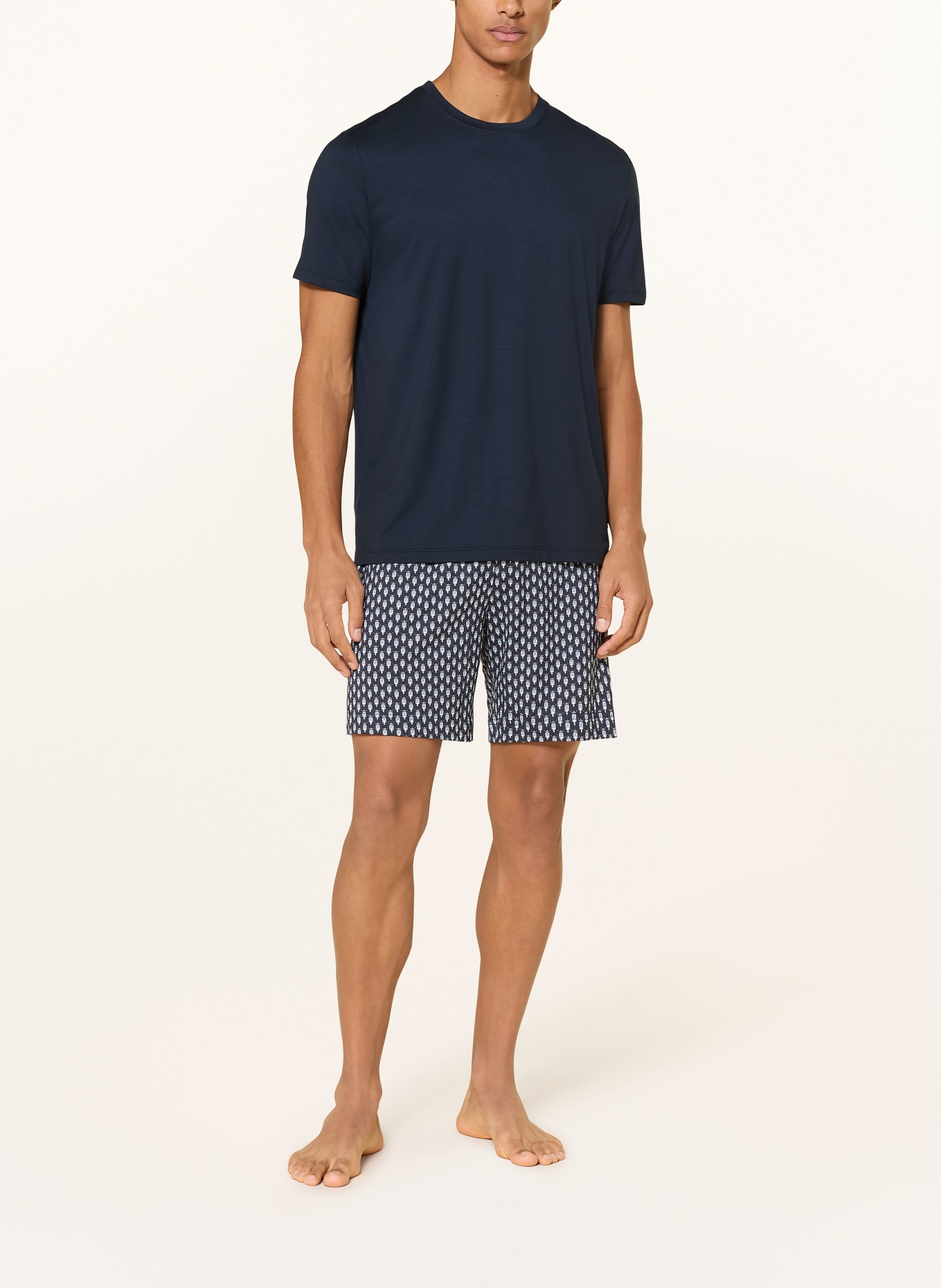 mey sleep shorts: DARK BLUE / CREAM / LIGHT BLUE