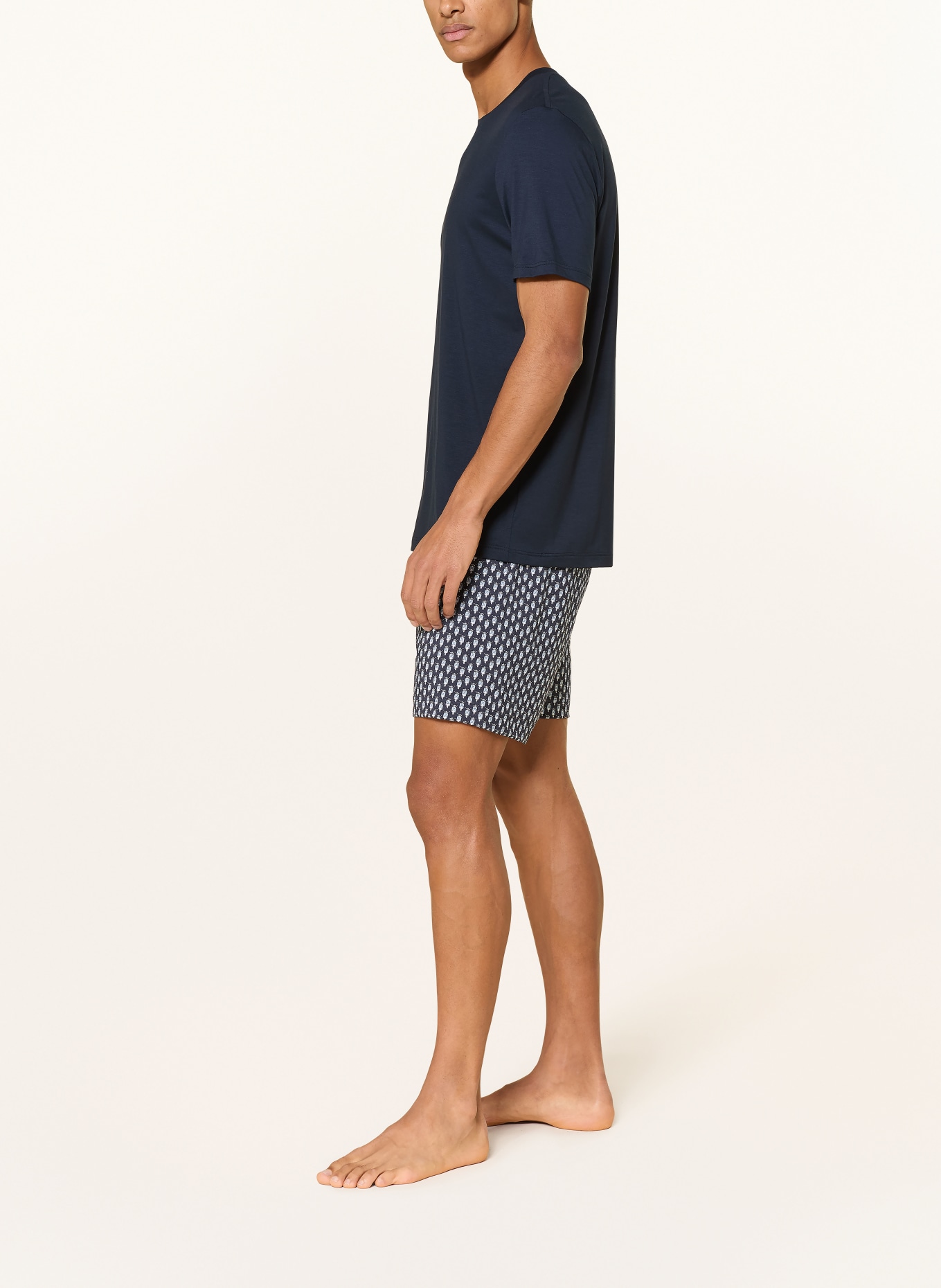 mey sleep shorts: DARK BLUE / CREAM / LIGHT BLUE