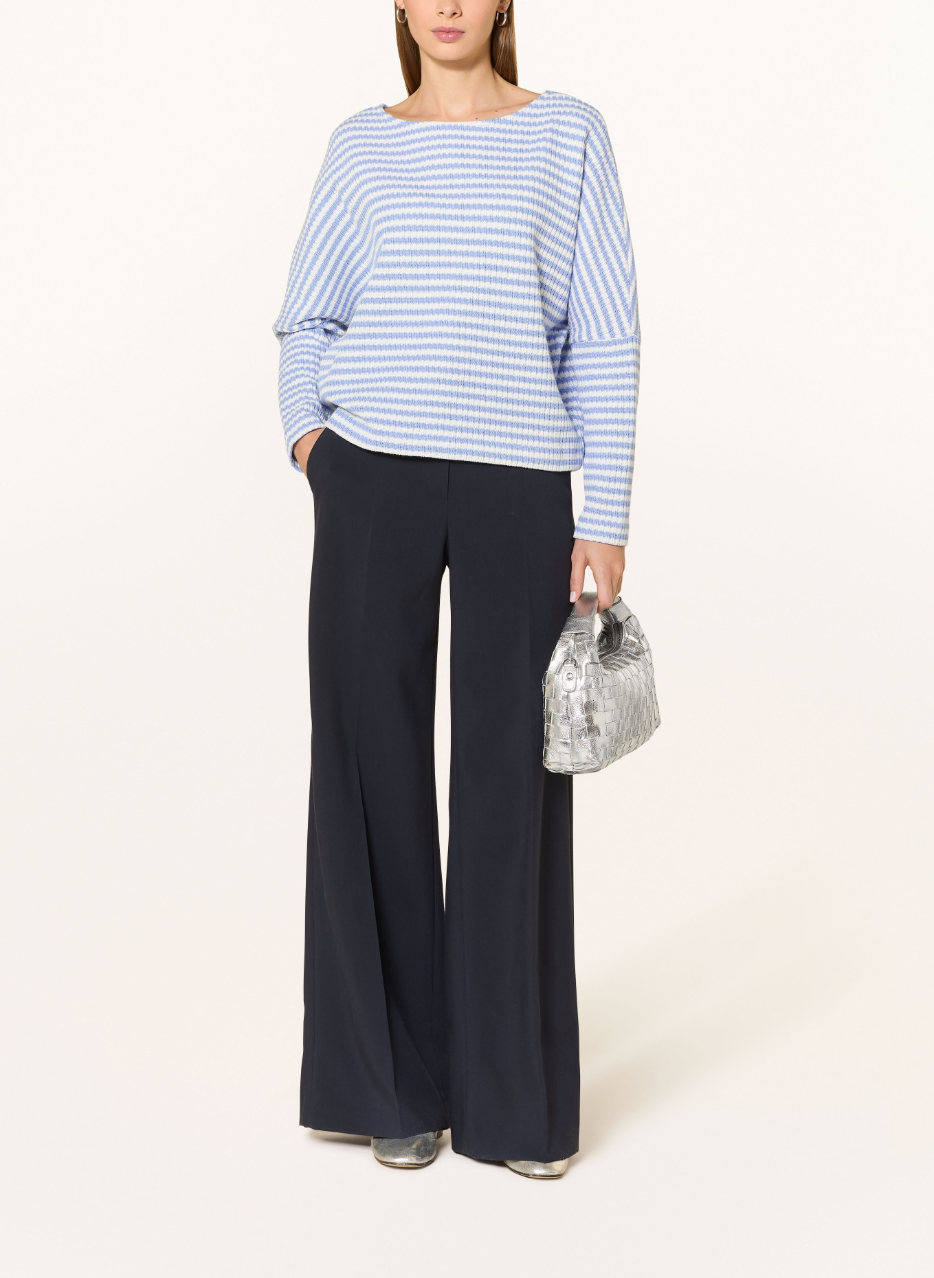 OPUS GRESH sweater: LIGHT BLUE / WHITE