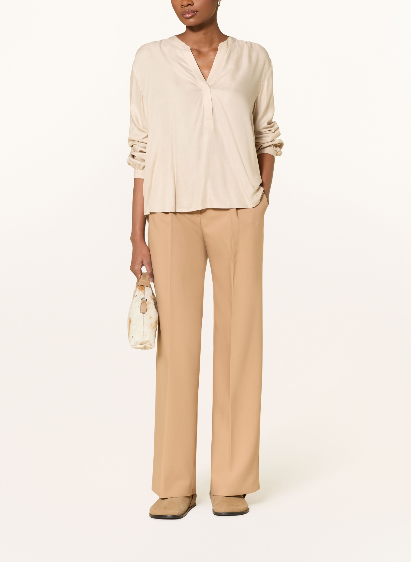 OPUS Blusenshirt FLANORA: HELLBRAUN