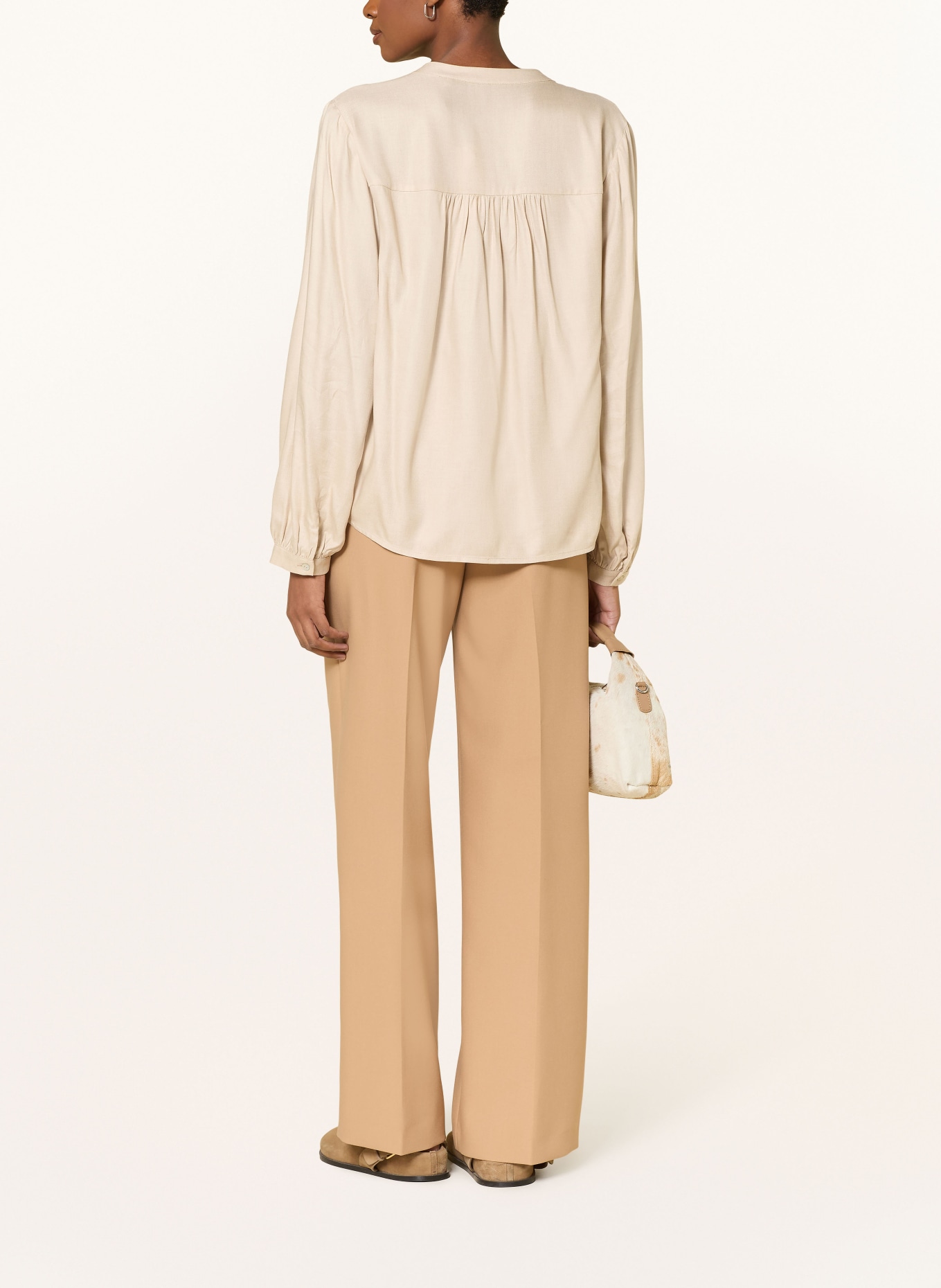 OPUS Blusenshirt FLANORA: HELLBRAUN