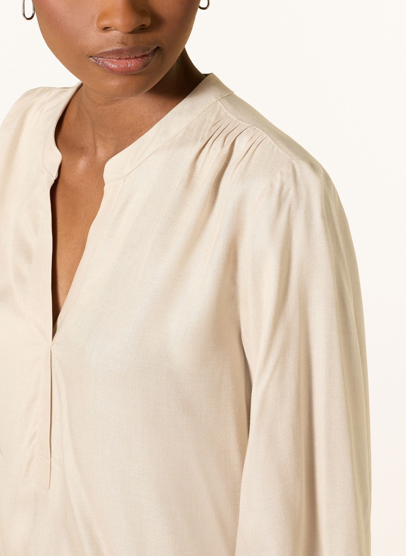 OPUS Blusenshirt FLANORA: HELLBRAUN