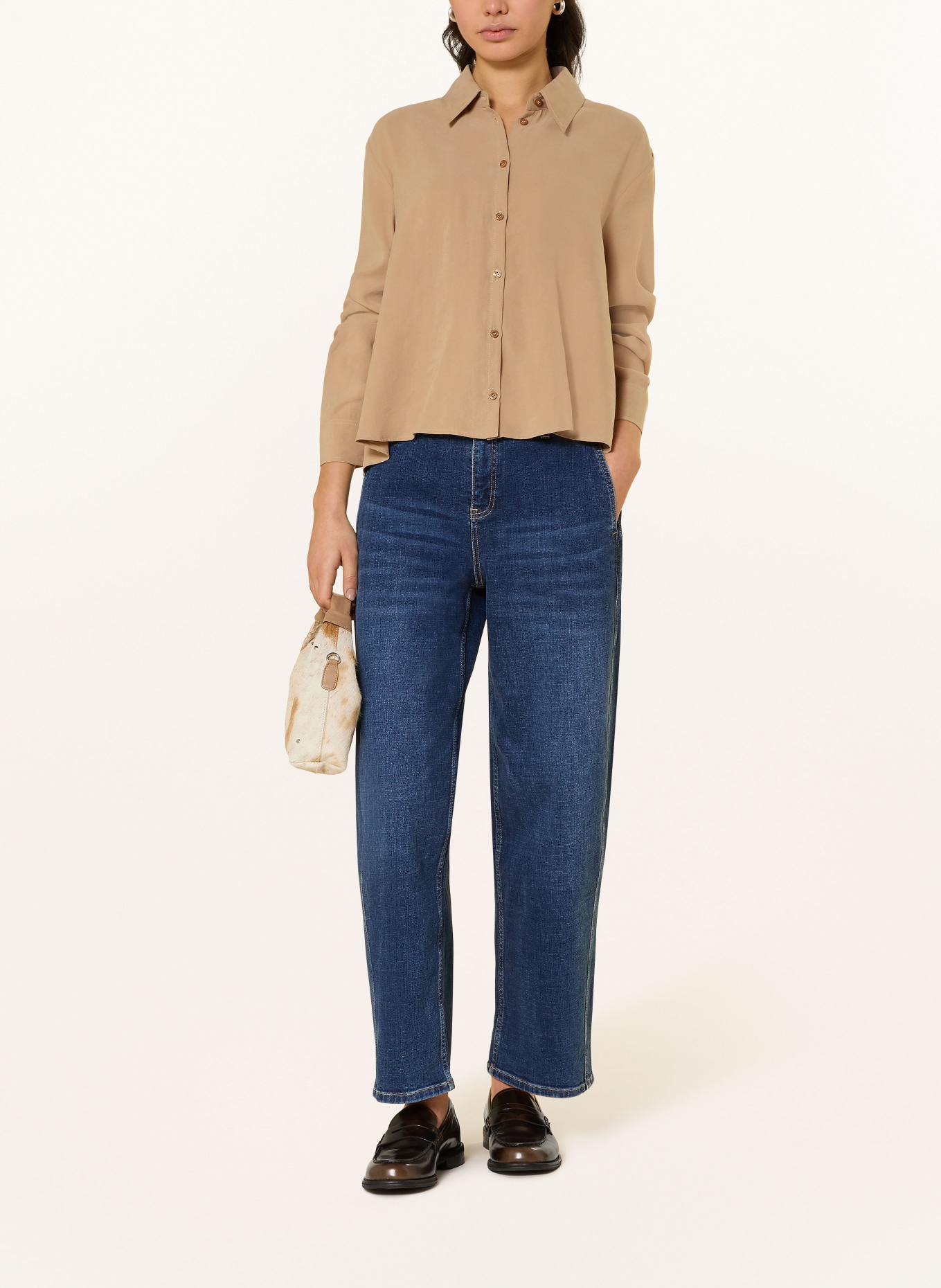 OPUS Hemdbluse FLOWY: HELLBRAUN