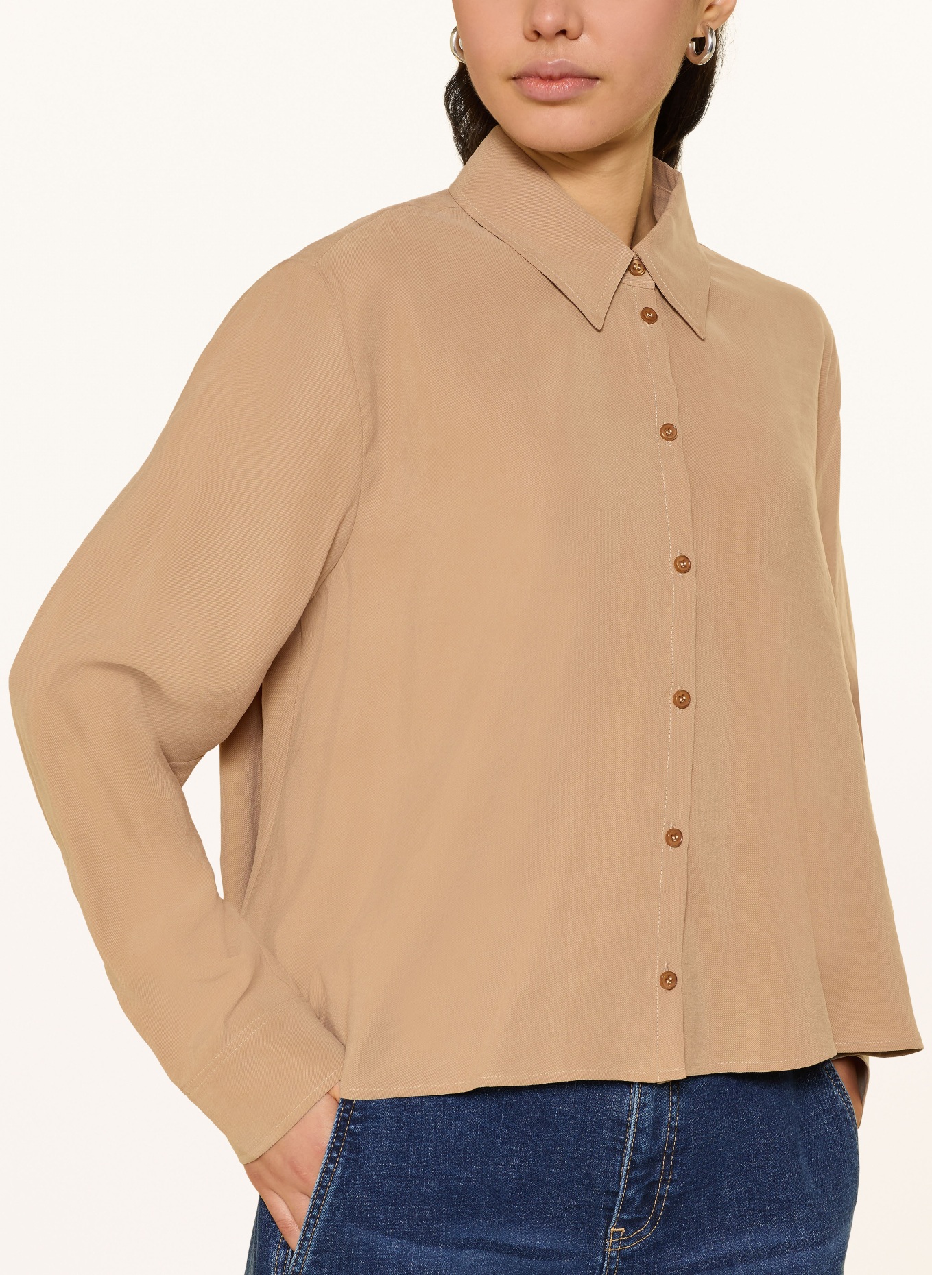 OPUS Hemdbluse FLOWY: HELLBRAUN