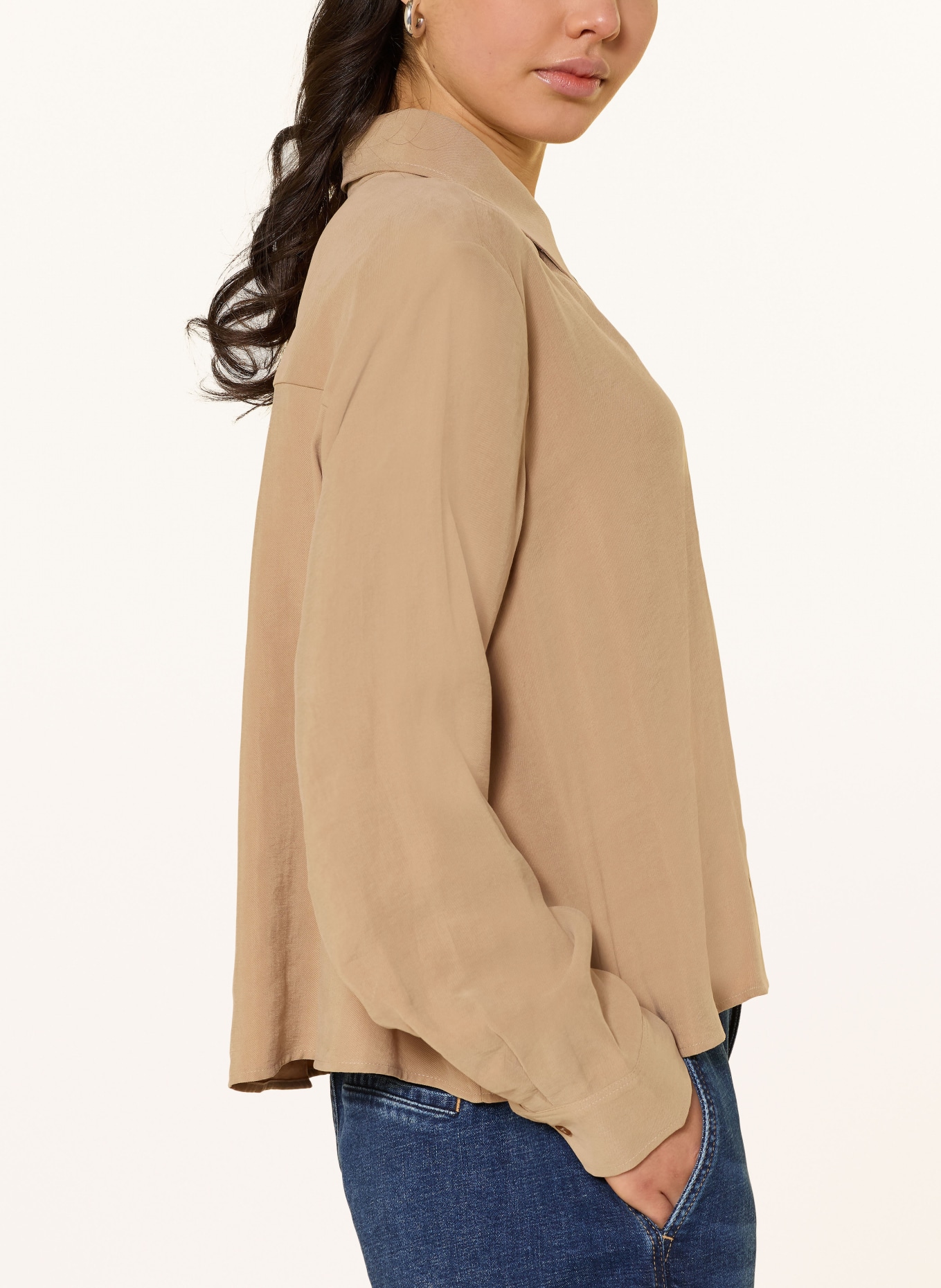 OPUS Hemdbluse FLOWY: HELLBRAUN