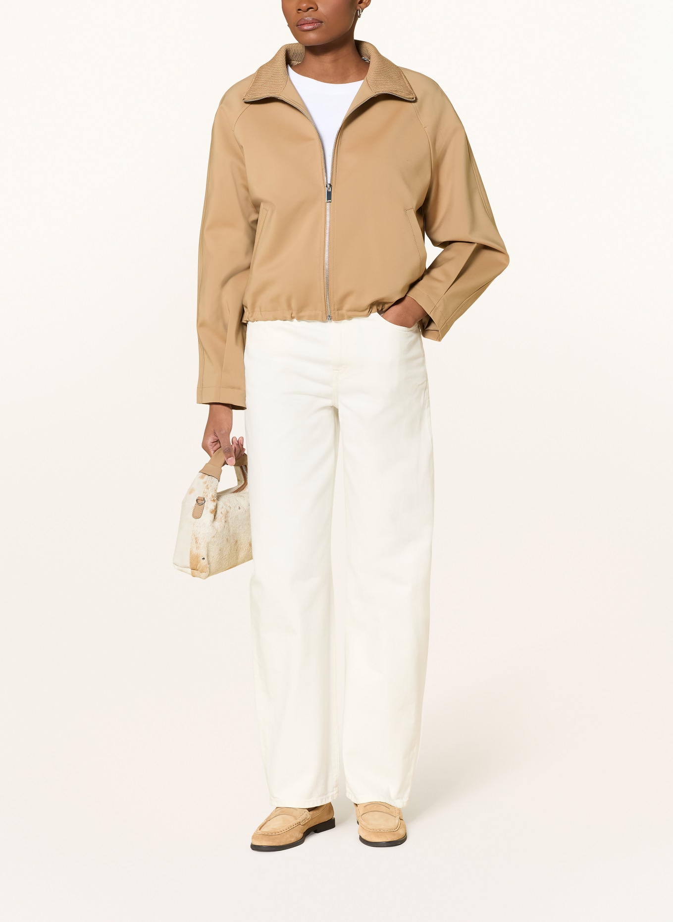 OPUS Boxy jacket HALVI: CAMEL