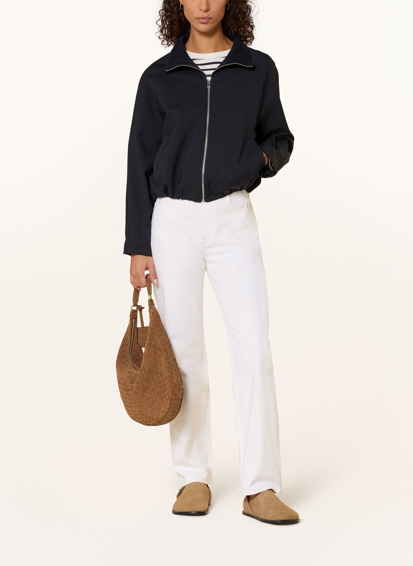 OPUS Boxy jacket HALVI: DARK BLUE