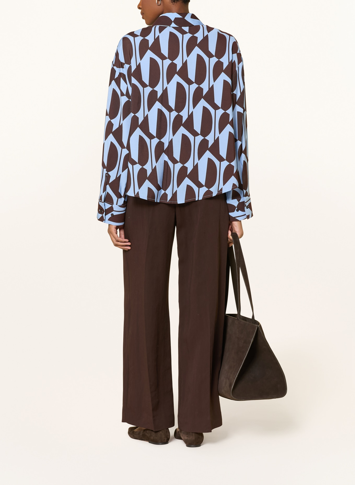 OPUS Hemdbluse FETRO: HELLBLAU / DUNKELBRAUN