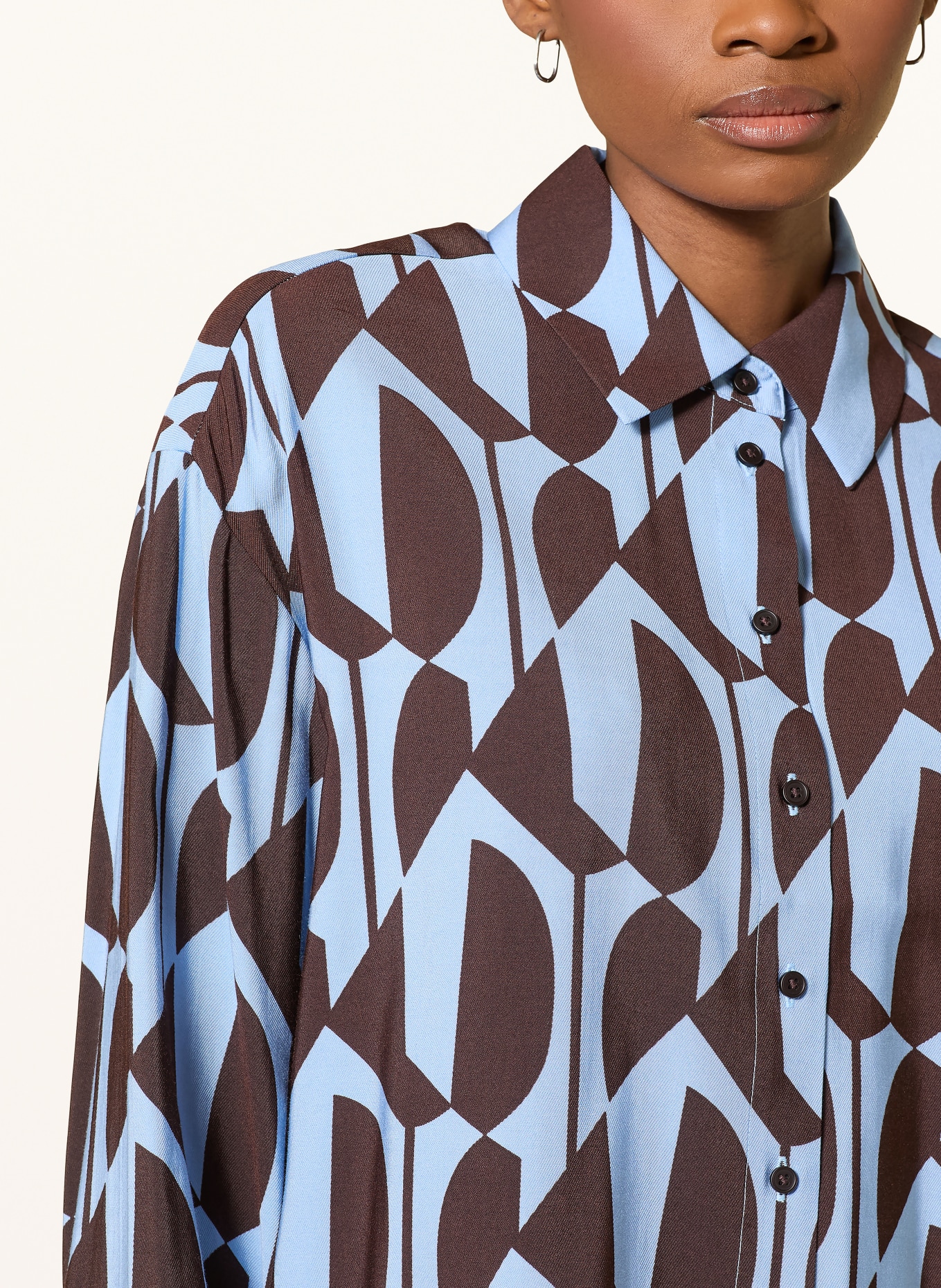 OPUS Hemdbluse FETRO: HELLBLAU / DUNKELBRAUN