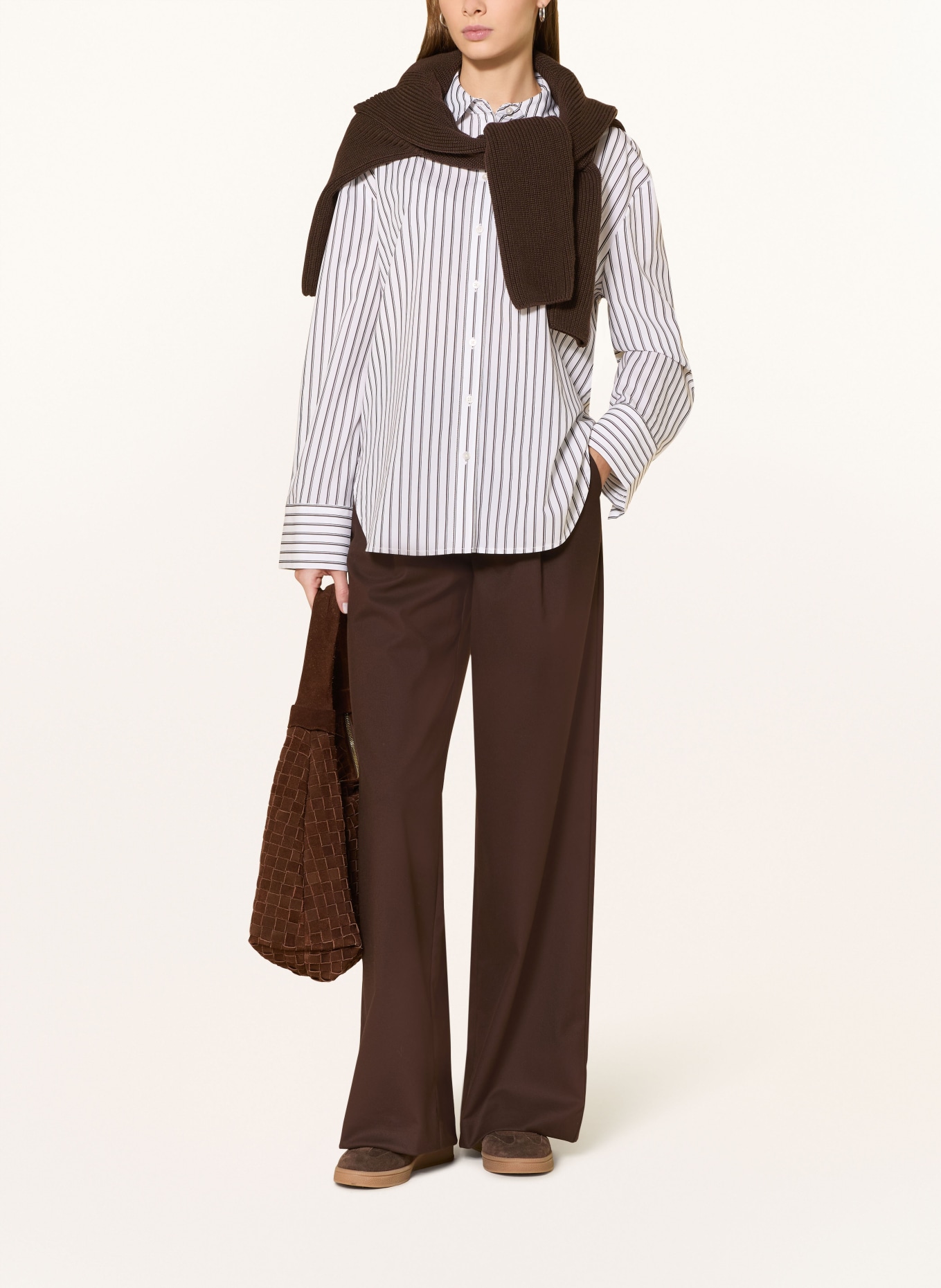 OPUS FAPO blouse: WHITE / DARK BROWN